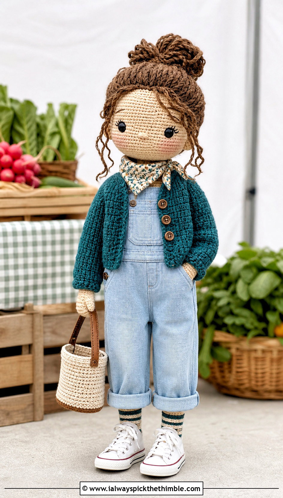 Amigurumi Cardigan With Denim Overalls - 25 amigurumi clothes and outfit ideas