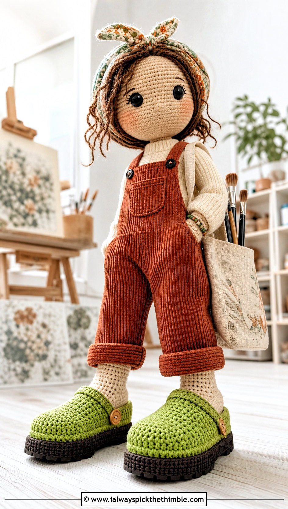Amigurumi Doll Clogs With Corduroy Overalls - 20 amigurumi doll shoes outfit ideas