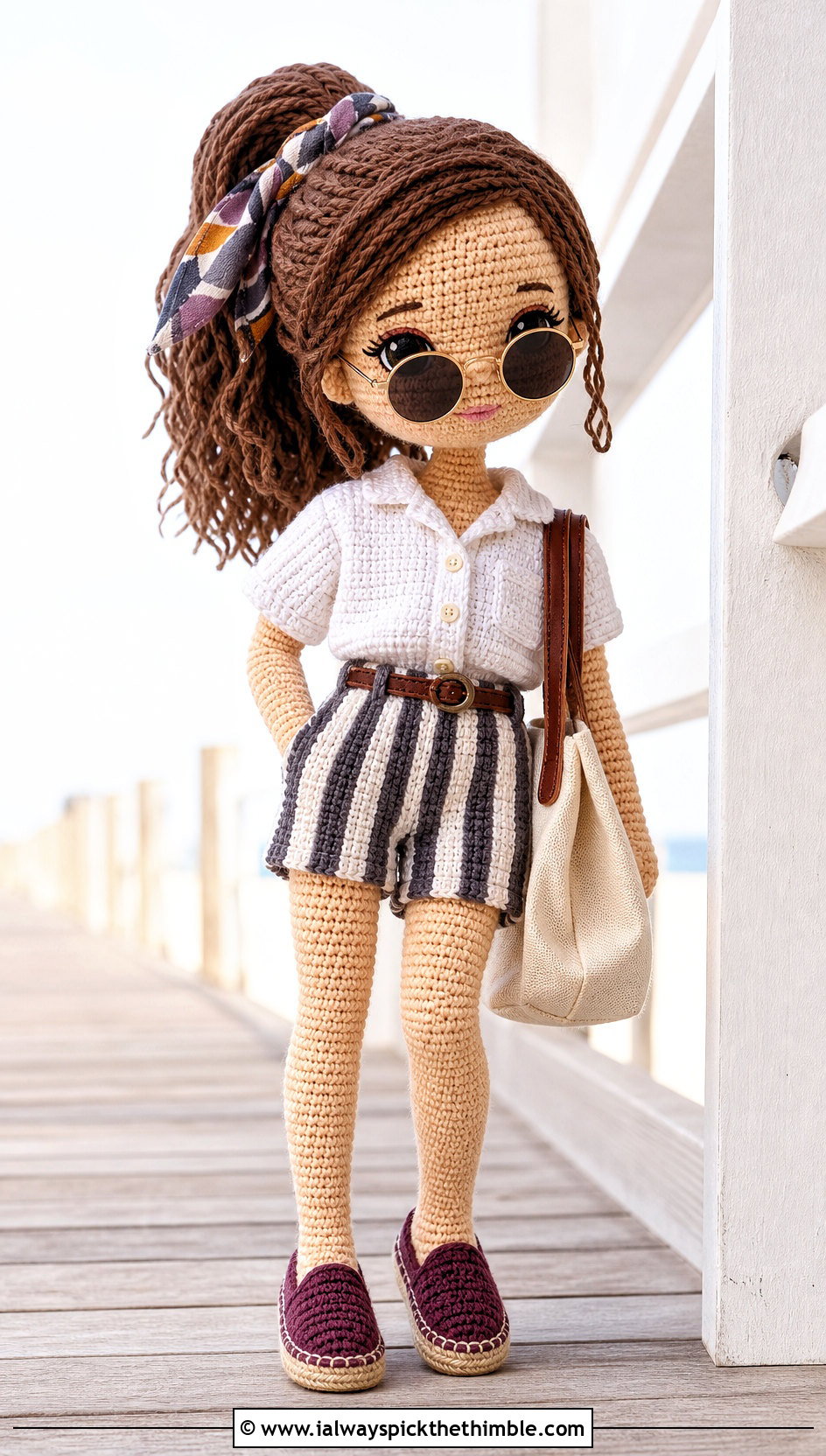 Amigurumi Doll Espadrilles With Striped Shorts - 20 amigurumi doll shoes outfit ideas