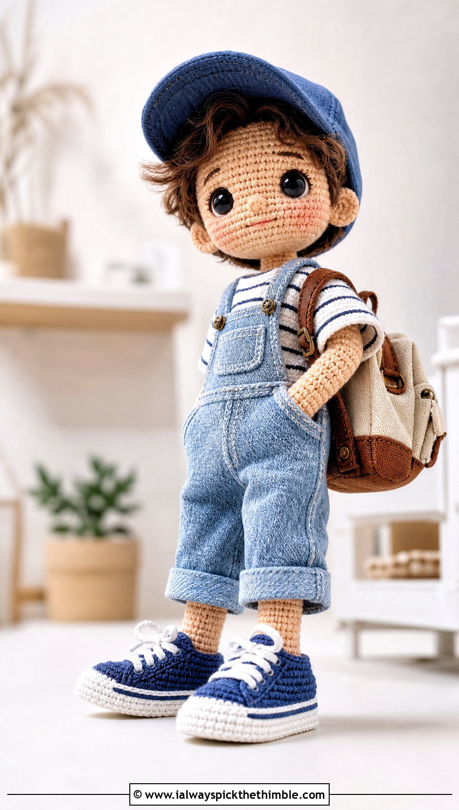Amigurumi Doll Lace Up Sneakers With Denim Overalls - 20 amigurumi doll shoes outfit ideas