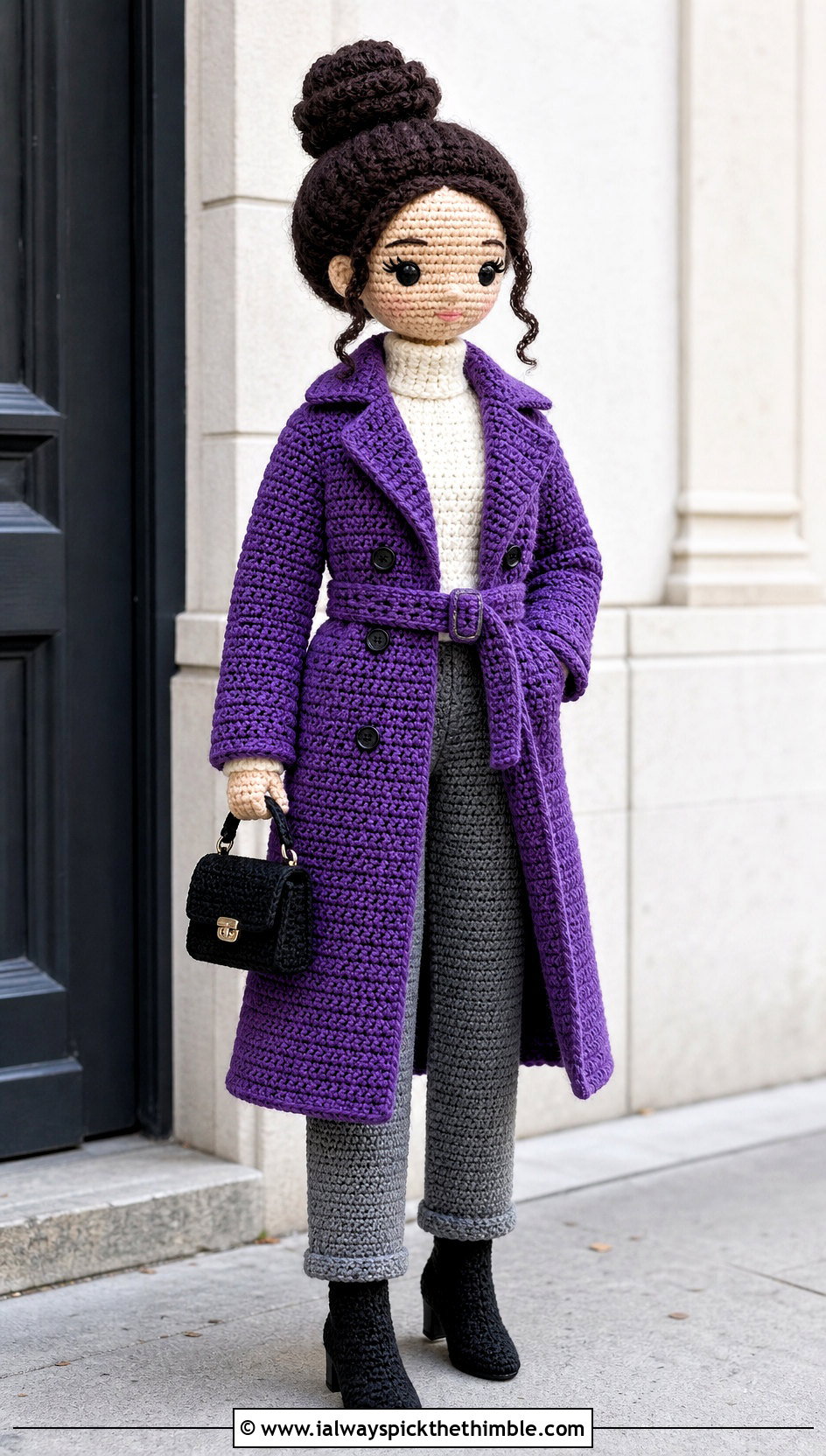Amigurumi Trench Coat With Turtleneck and Trousers - 25 amigurumi clothes and outfit ideas
