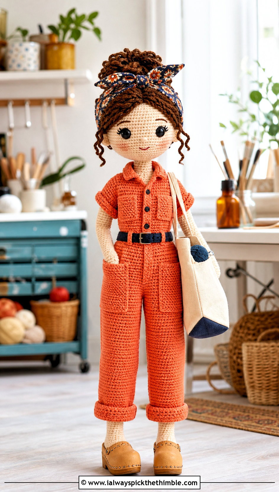 Amigurumi Utility Jumpsuit With Belt and Clogs - 25 amigurumi clothes and outfit ideas
