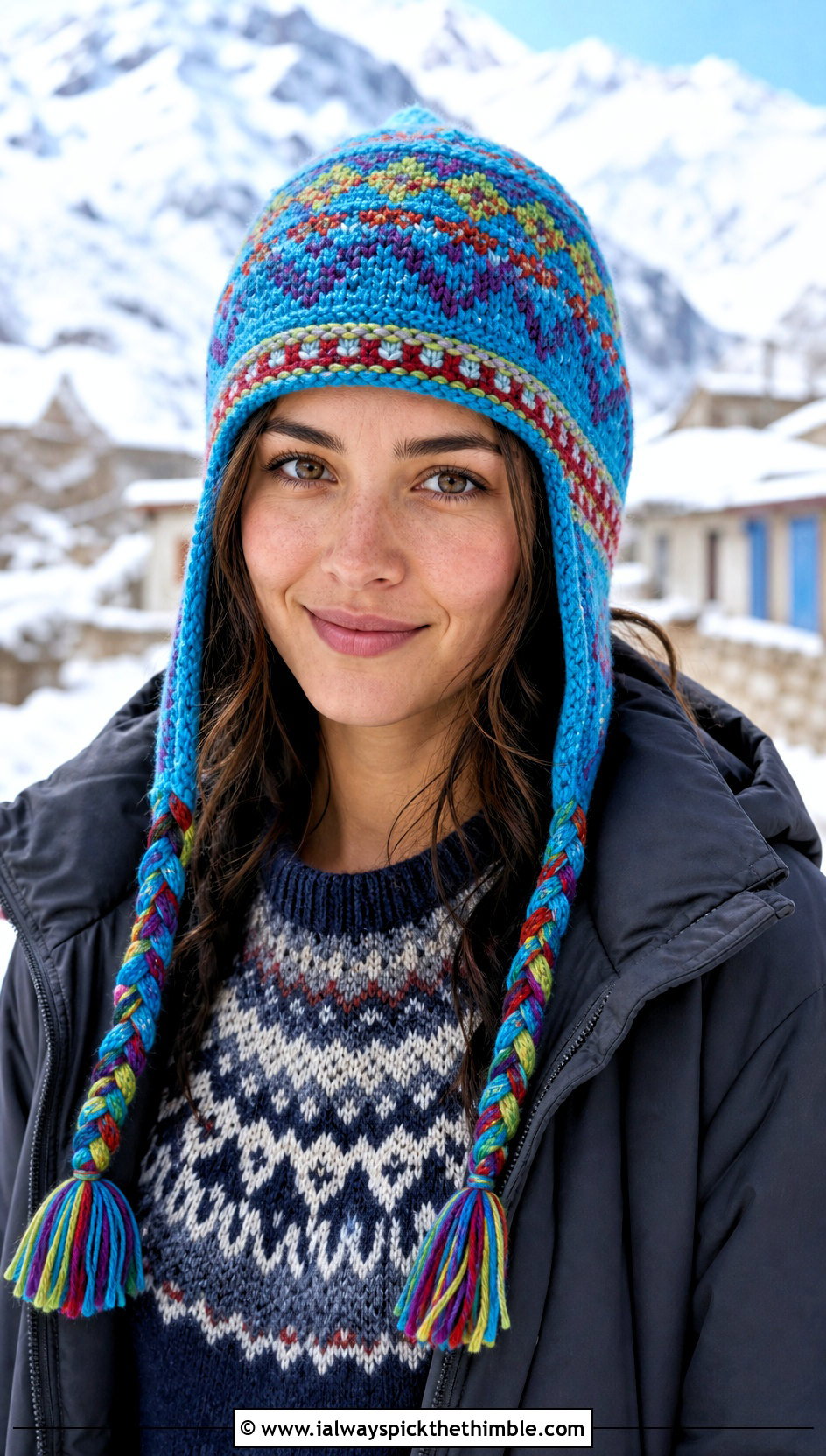 Andean Chullo Crochet Hat With Braids And Fair Isle Sweater - 20 crochet hat with braids outfit ideas