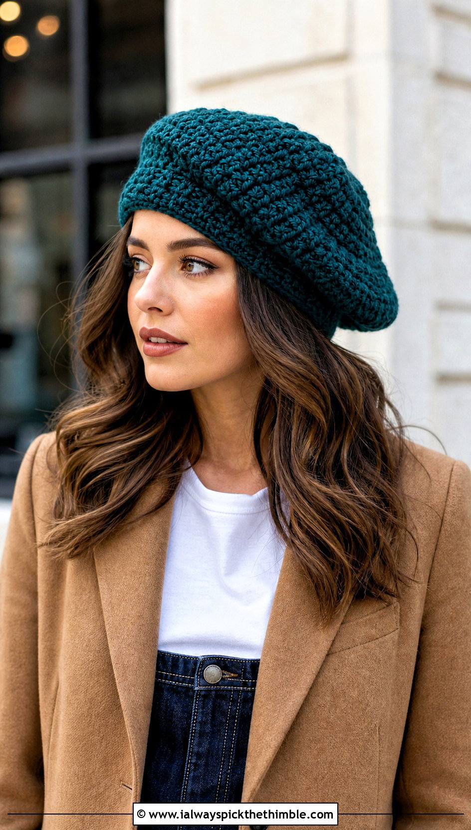 Angled Crochet Beret With Blazer And Jeans - 20 1930s crochet hat outfit ideas