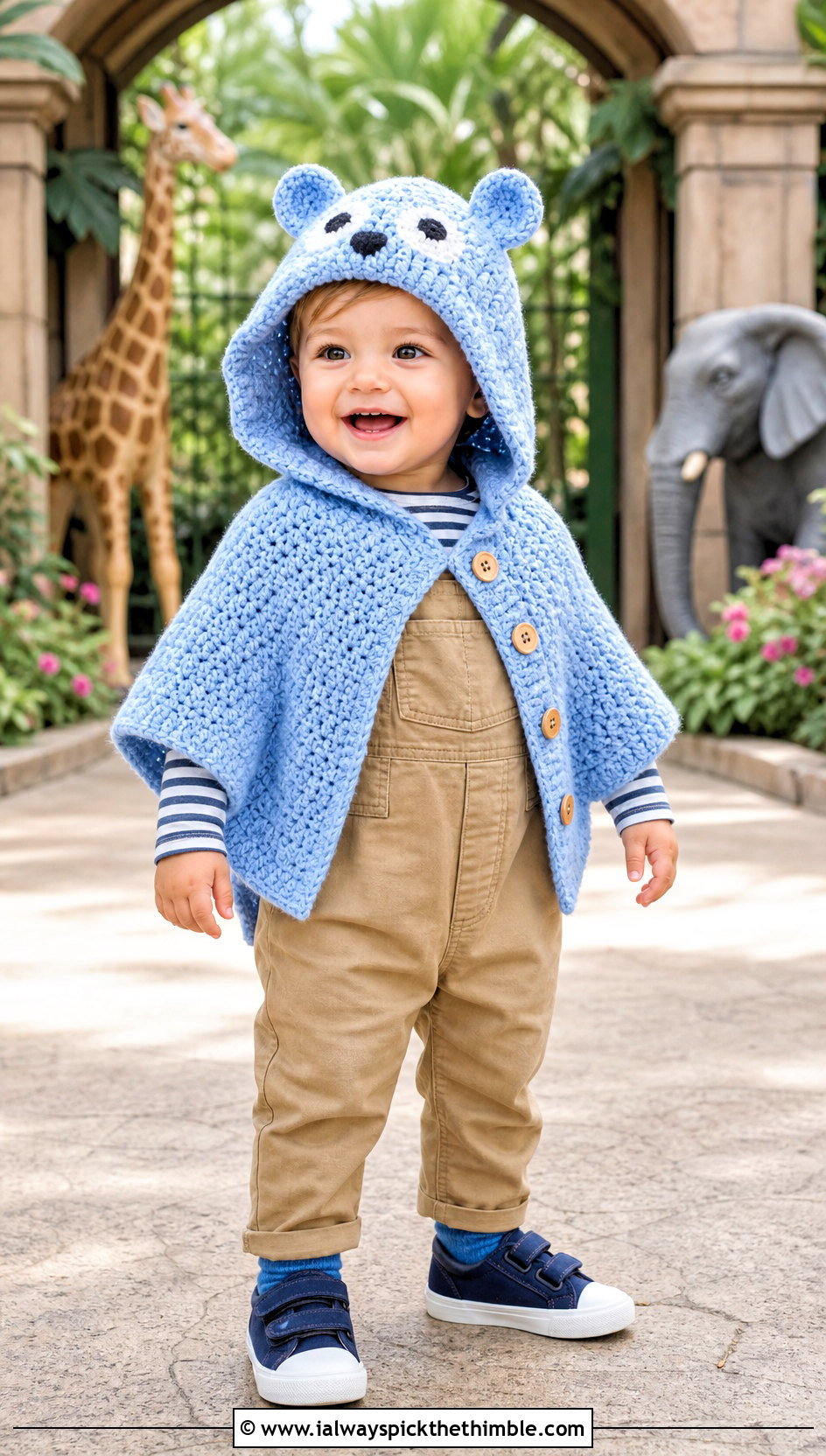 Animal Hood Crochet Carseat Poncho With Overalls - 20 Crochet Carseat Poncho outfit ideas
