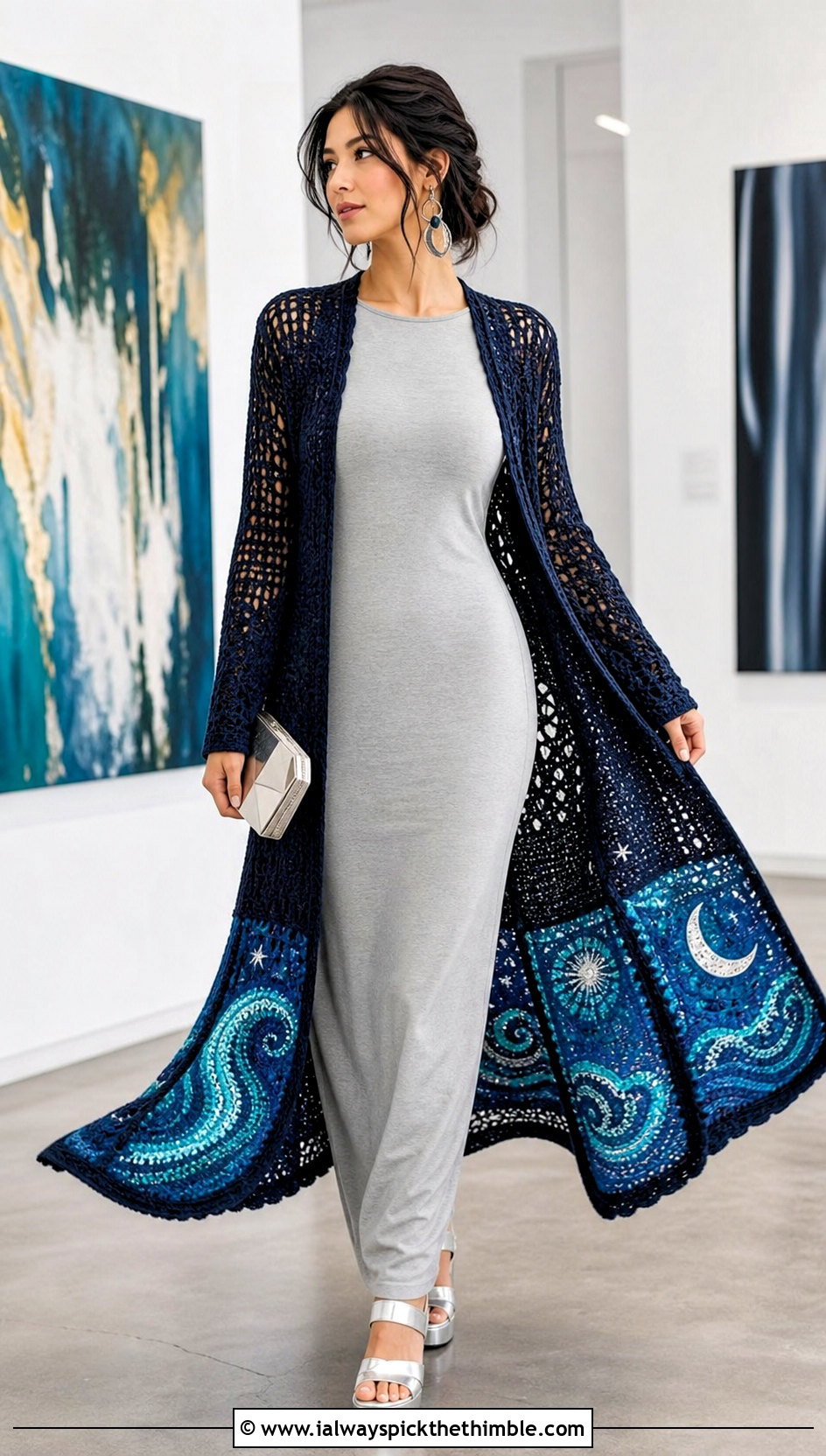 Anime Crochet Duster Cardigan With Column Dress - 20 anime crochet cardigan outfit ideas