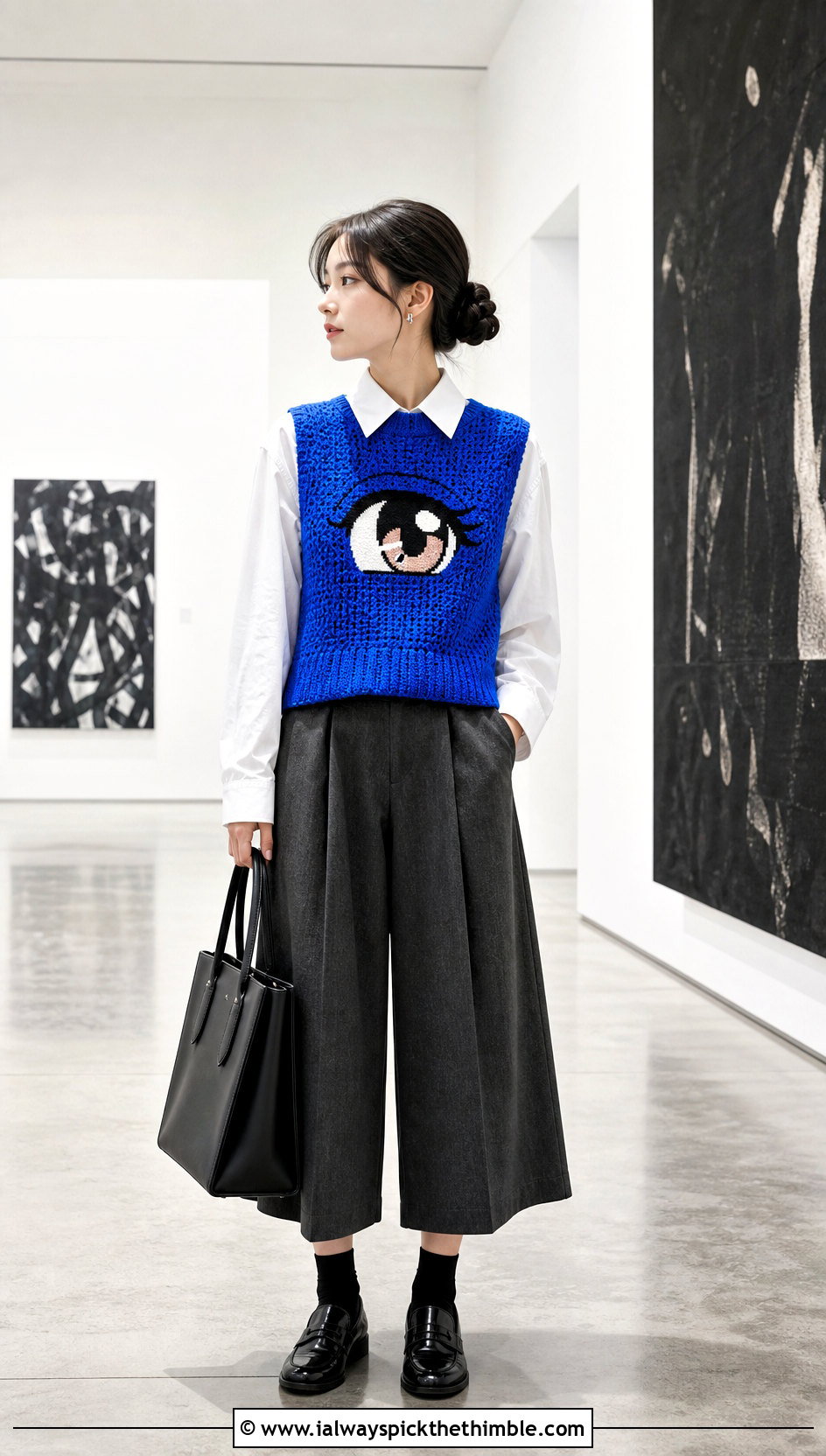 Anime Crochet Sweater Vest With Button Down Shirt - 20 Anime Crochet Sweater outfit ideas