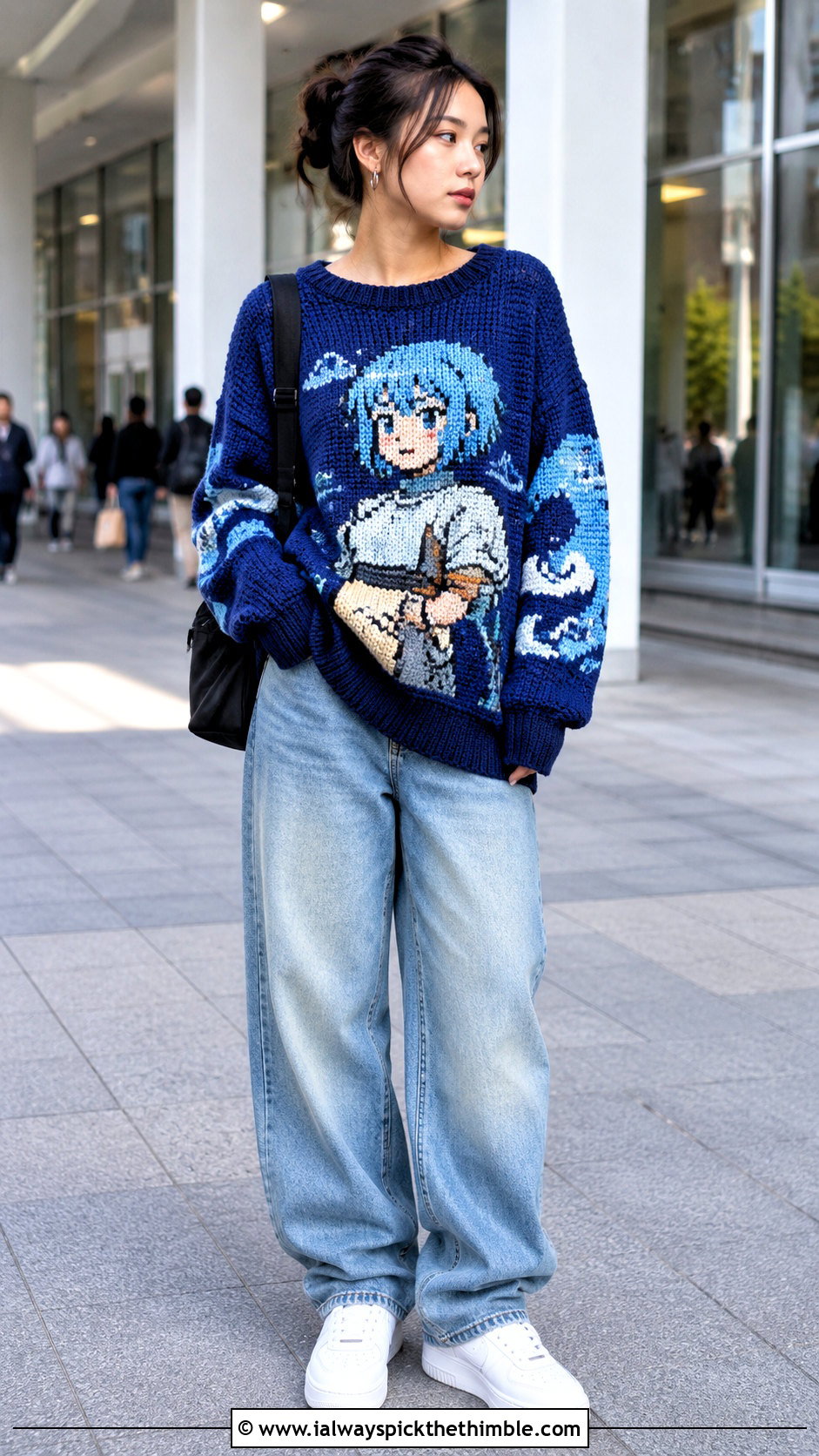 Anime Tapestry Crochet Sweater With Baggy Jeans - 25 anime crochet clothes and outfit ideas