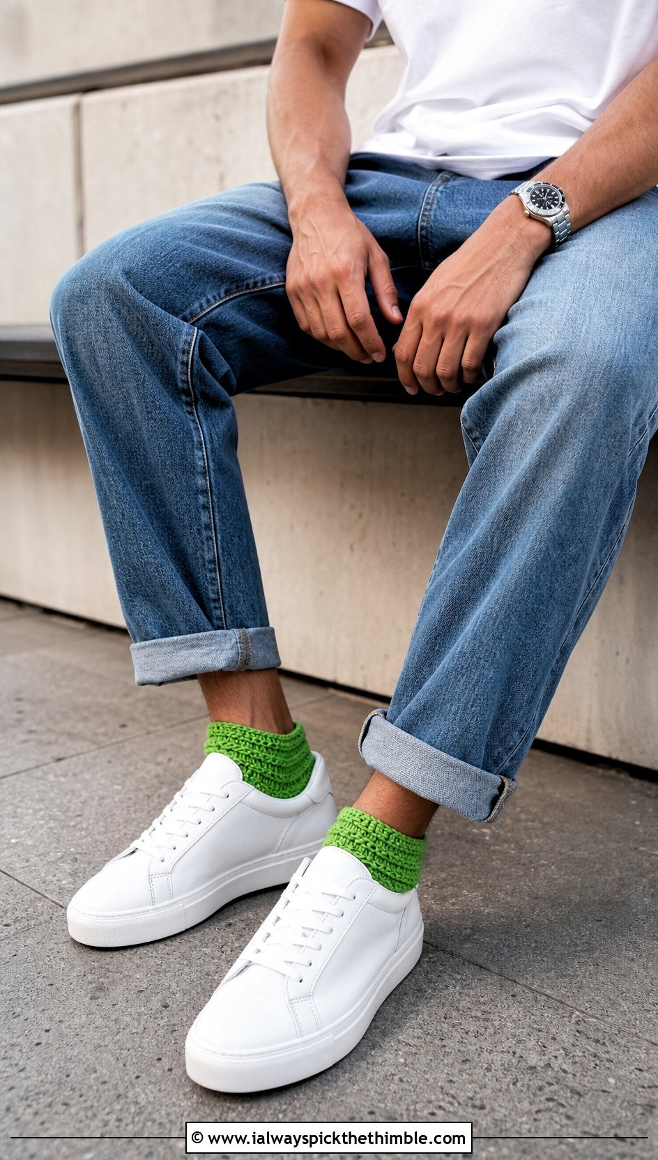 Ankle Crochet Socks With T Shirt And Jeans - 25 crochet socks for men outfit ideas