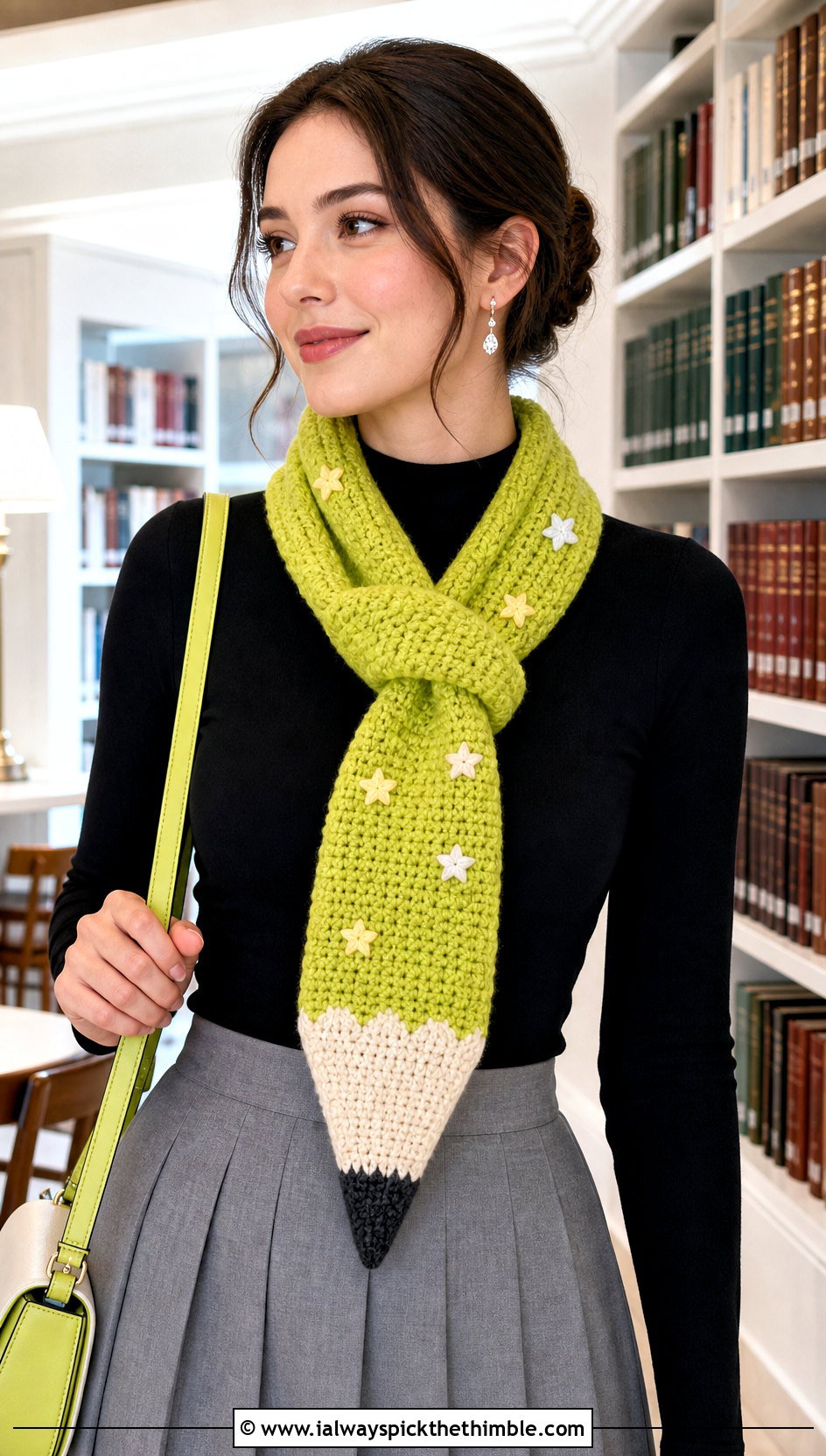 Applique Crochet Pencil Scarf With Pleated Skirt - 20 Crochet Pencil Scarf outfit ideas