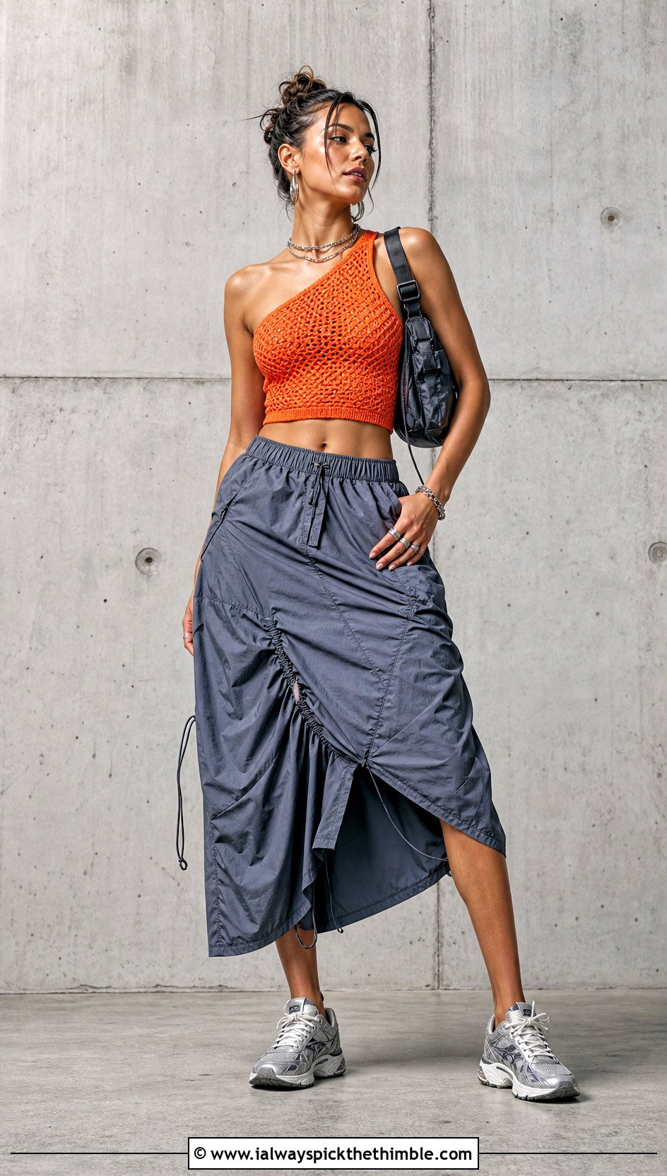 Asymmetric Crochet Crop Top With Parachute Skirt - 20 Crochet For Crop Tops outfit ideas