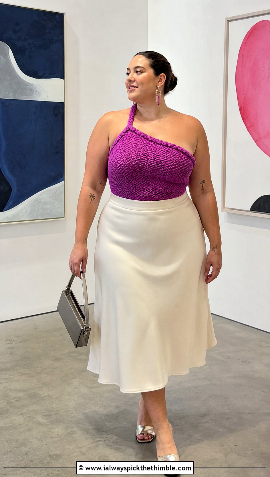 Asymmetric Crochet Halter Top With A Line Skirt - 20 plus size crochet halter top outfit ideas