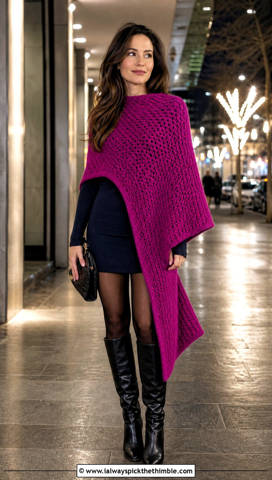 Asymmetrical Crochet Cape Coat With A Mini Dress - 15 Crochet Cape Coat outfit ideas