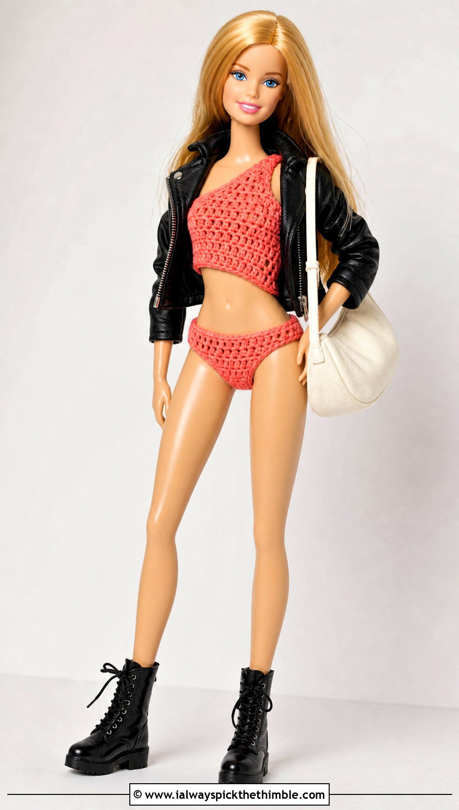 Asymmetrical Crochet Doll Dress And Bikini Cut Panties With Combat Boots - 15 crochet doll dress & panties outfit ideas
