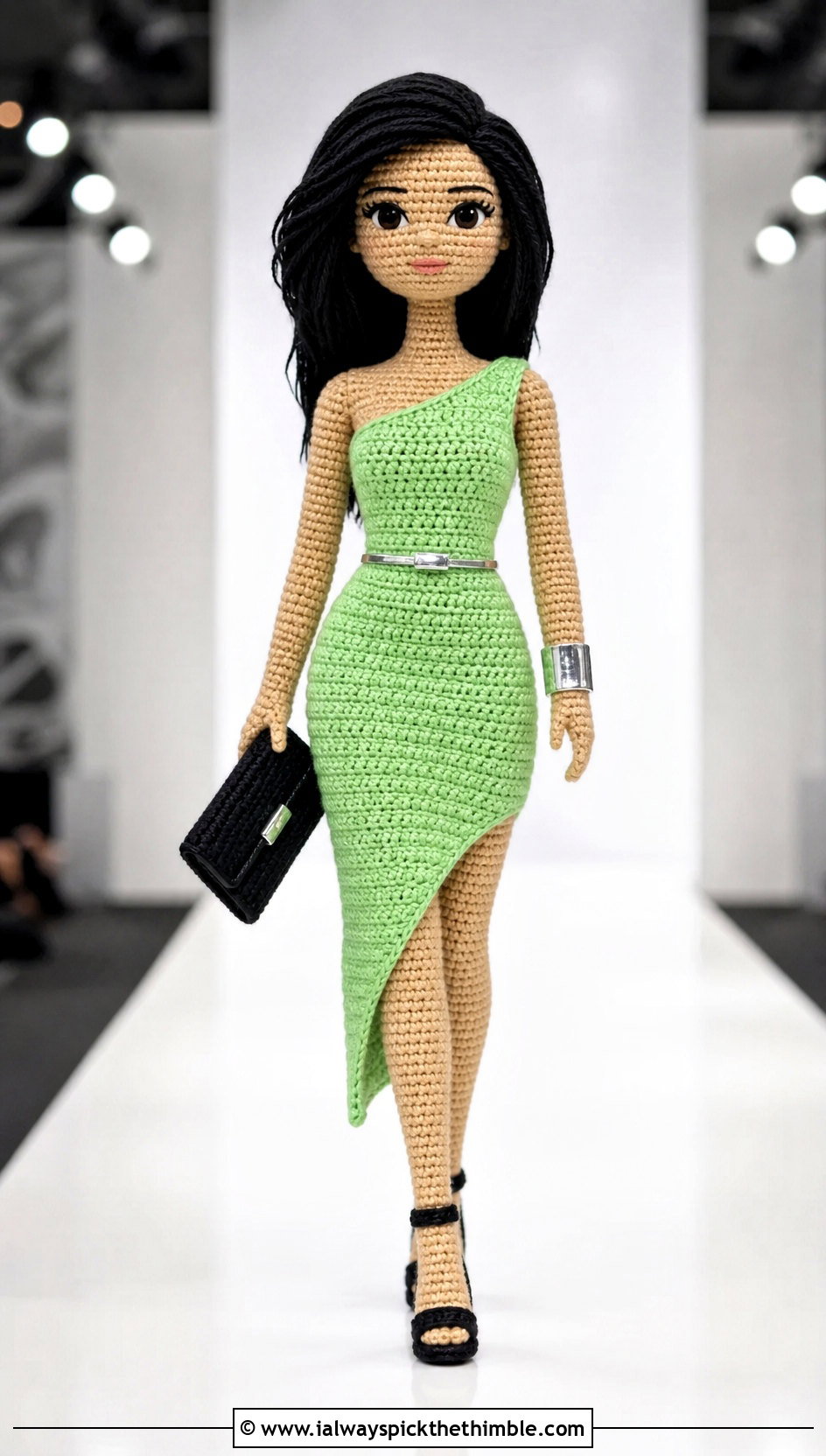 Asymmetrical Crochet Doll Dress With Ankle Strap Shoes - 25 crochet doll dress outfit ideas