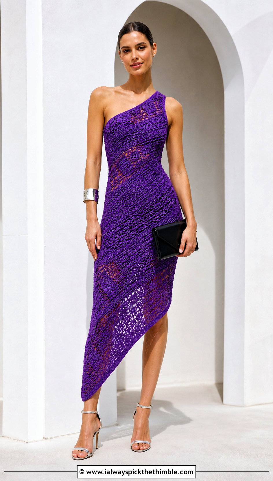 Asymmetrical Crochet Frock With Minimal Heels - 25 Crochet Frocks For Women outfit ideas