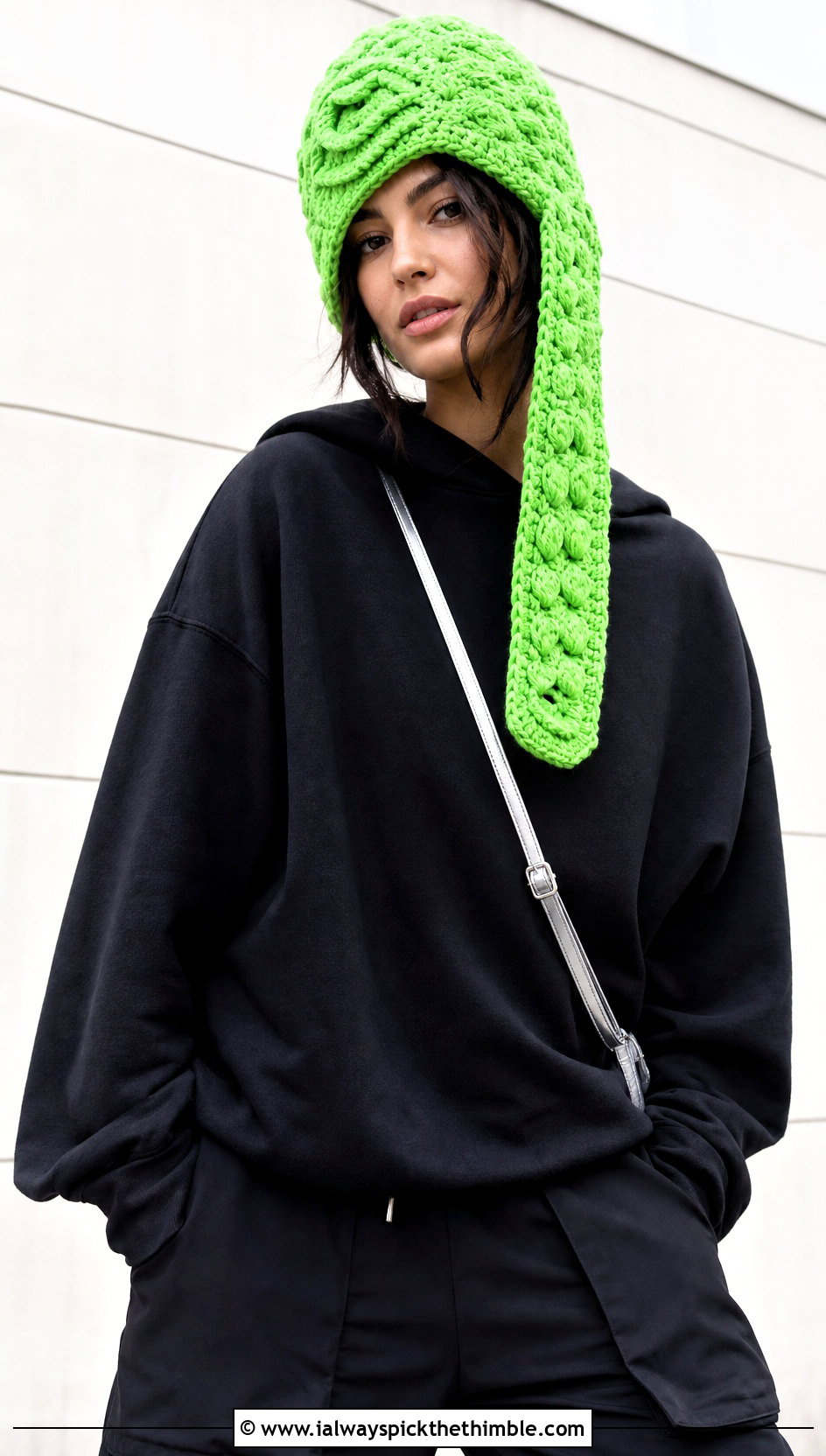 Asymmetrical Crochet Trapper Hat With Monochrome Streetwear - 25 Crochet Trapper Hat outfit ideas