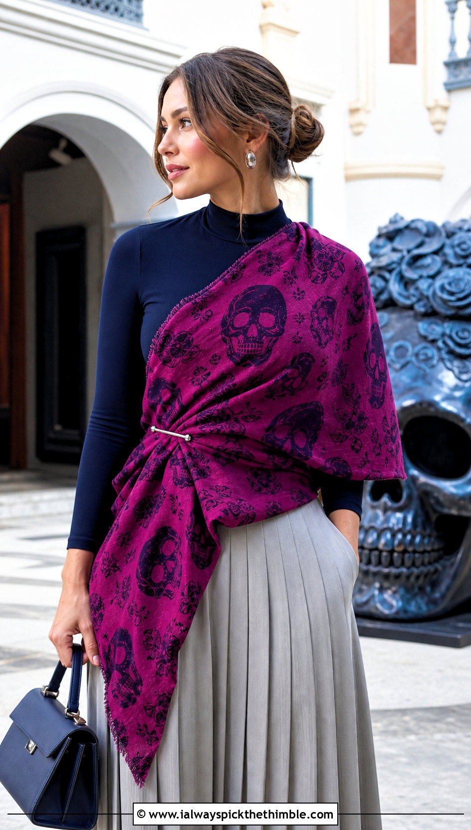 Asymmetrical Lost Souls Wrap With Pleated Skirt - 25 crochet lost souls shawl outfit ideas