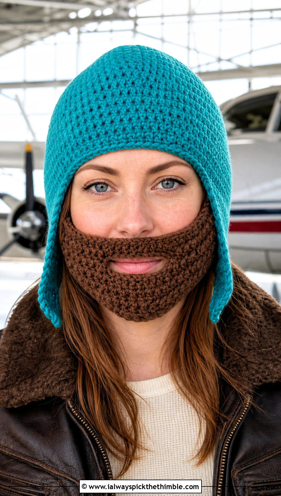 Aviator Beard Crochet Hat With Flight Jacket - 25 crochet beard hat outfit ideas