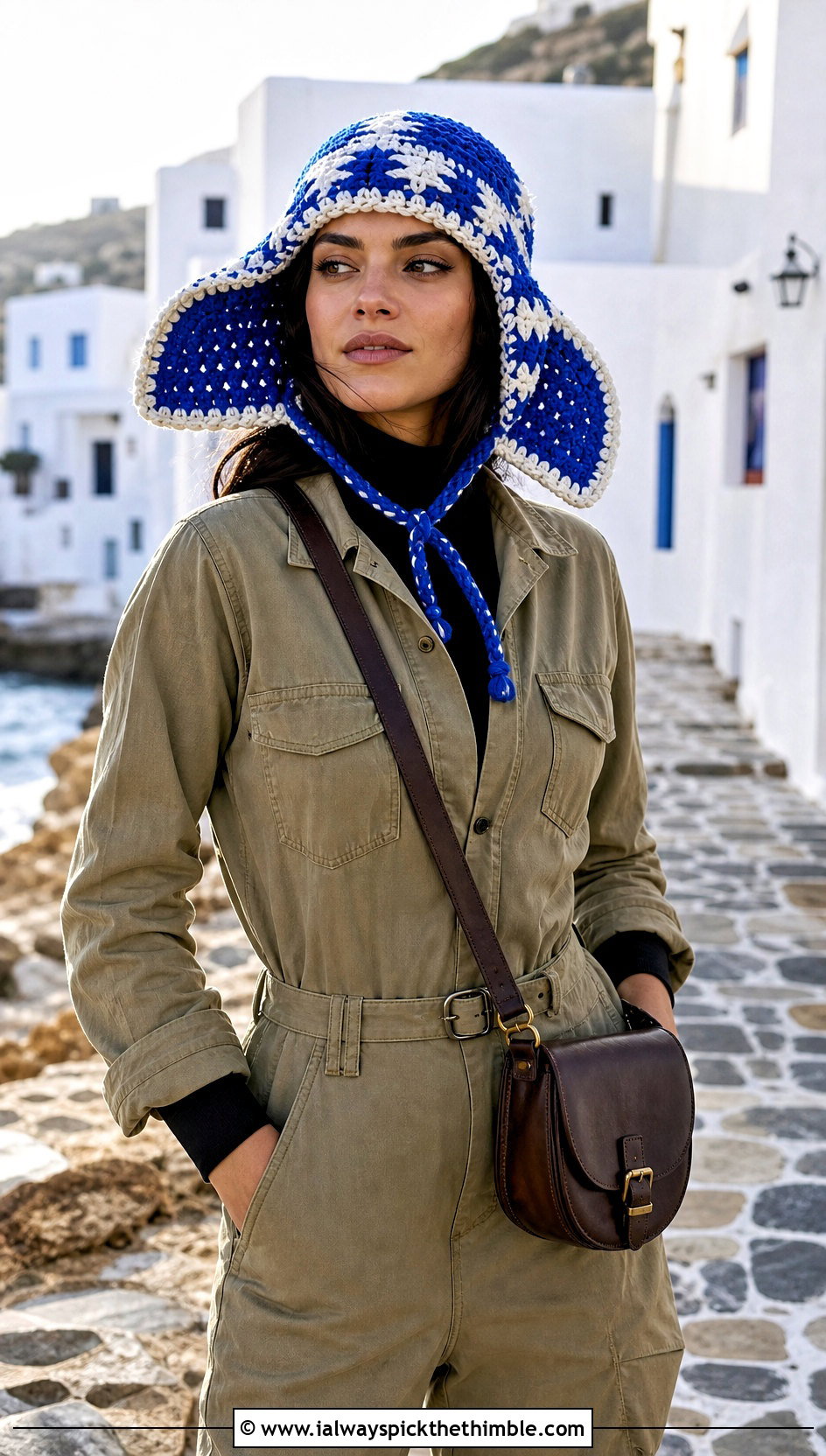 Aviator Crochet Ear Flap Hat With Utility Jumpsuit - 20 crochet ear flap hat outfit ideas