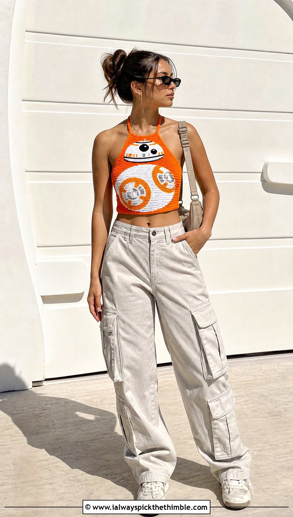 BB 8 Crochet Halter Top With Cargo Pants - 20 Star Wars Crochet Clothes and outfit ideas