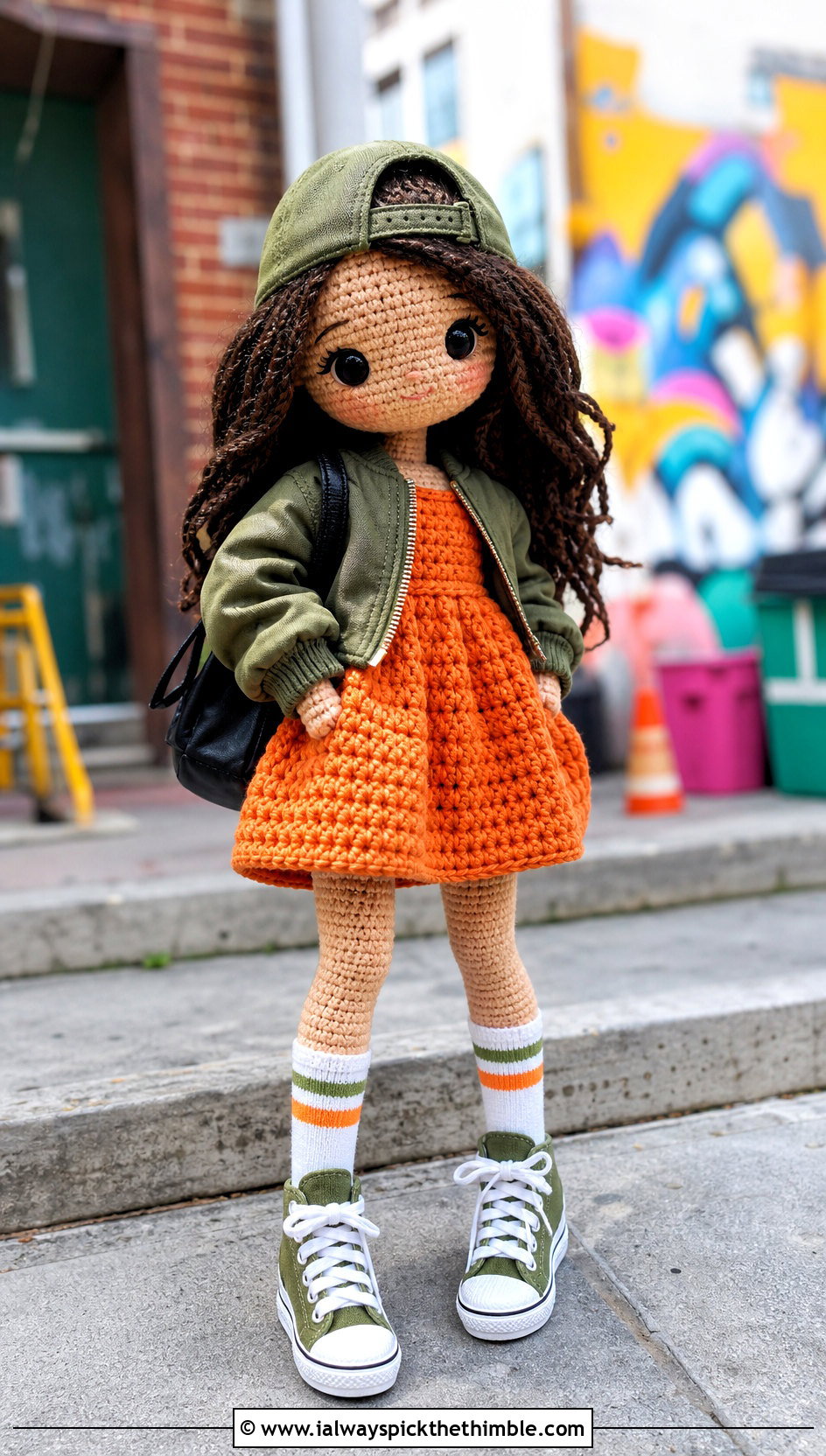 Babydoll Crochet Doll Dress With Bomber Jacket - 20 amigurumi crochet doll dress outfit ideas