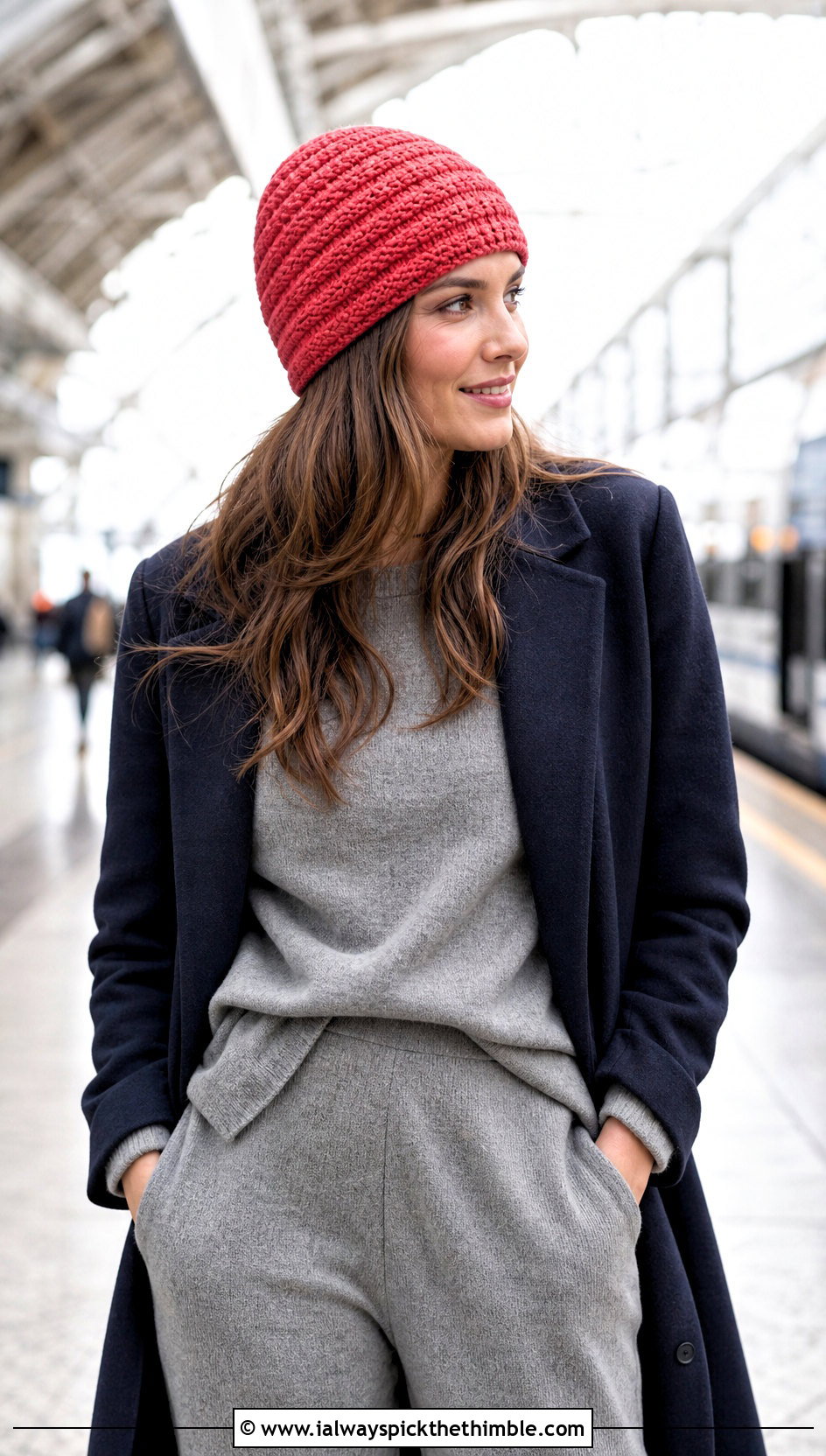 Back Loop Double Crochet Beanie With Matching Knit Set - 25 double crochet beanie outfit ideas