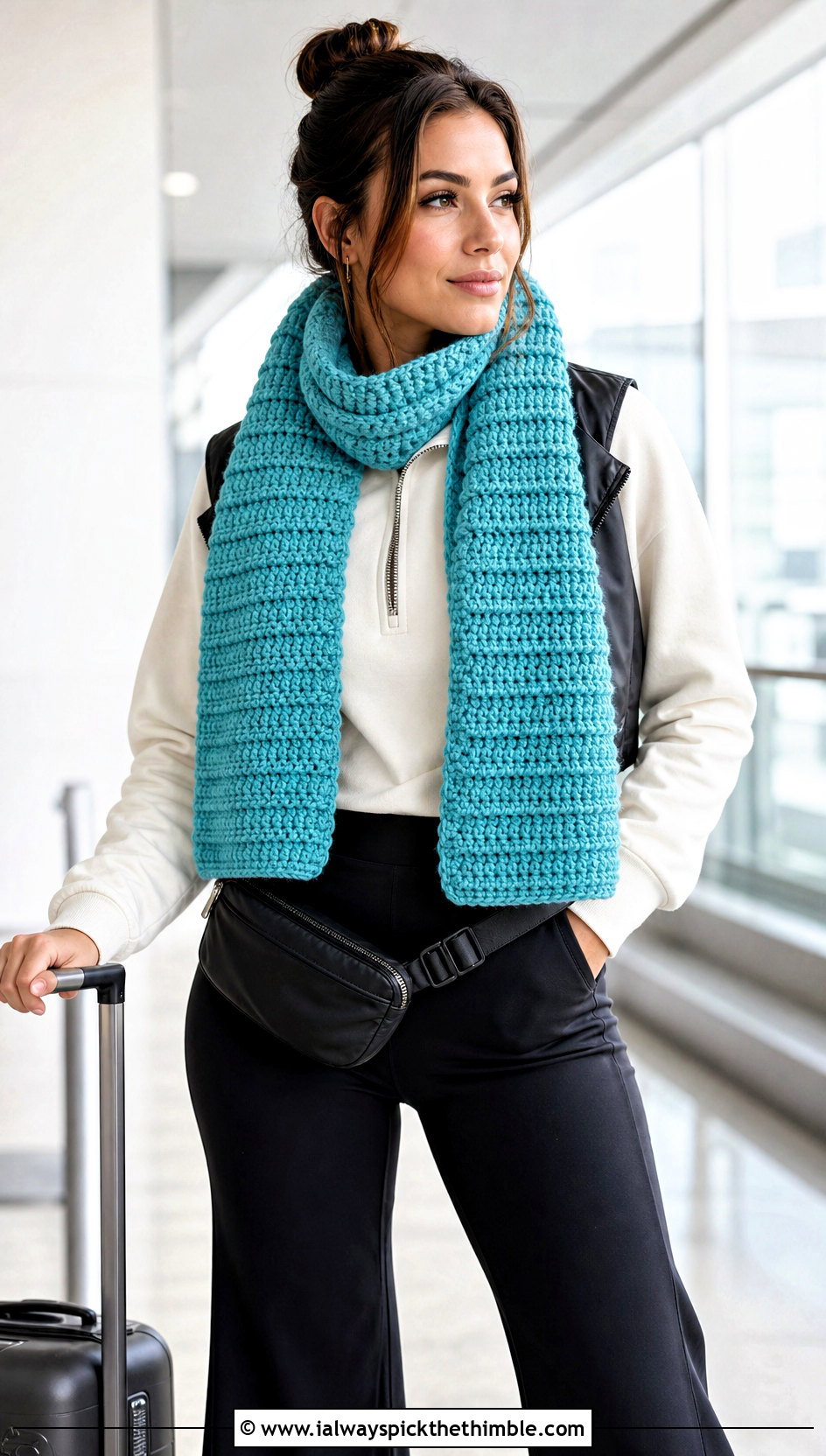 Back Loop Half Double Crochet Scarf With Athleisure - 20 Half Double Crochet Scarf outfit ideas