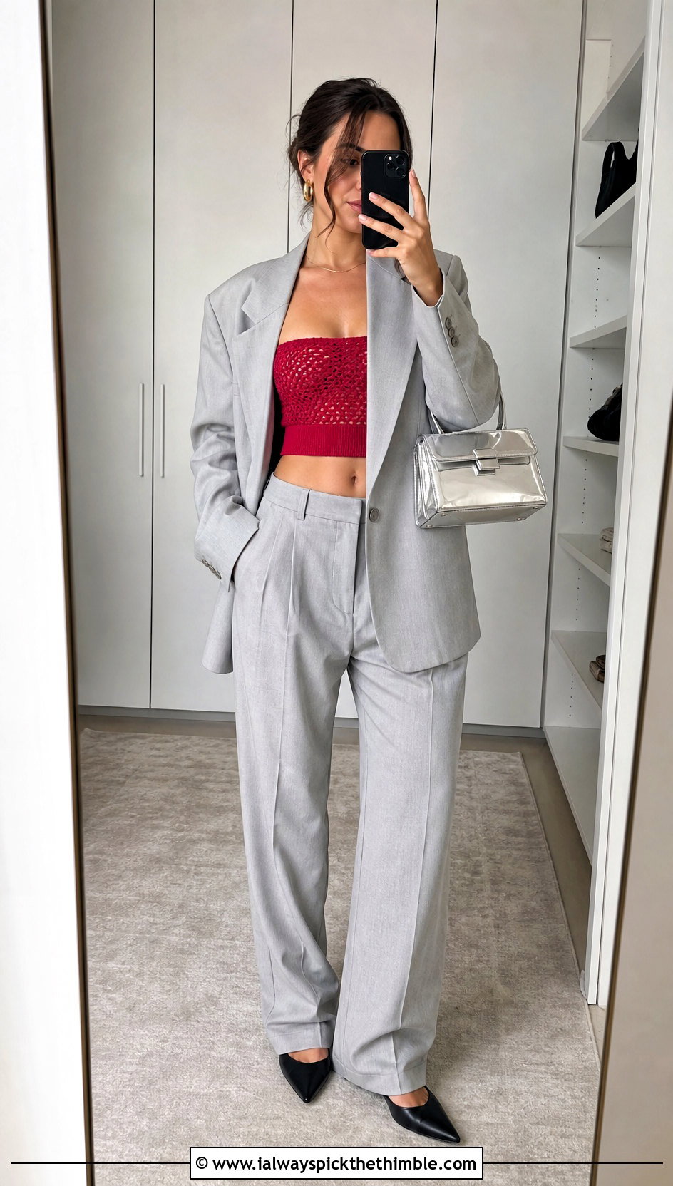Backless Crochet Bandeau Top With Oversized Blazer - 25 open back crochet top outfit ideas