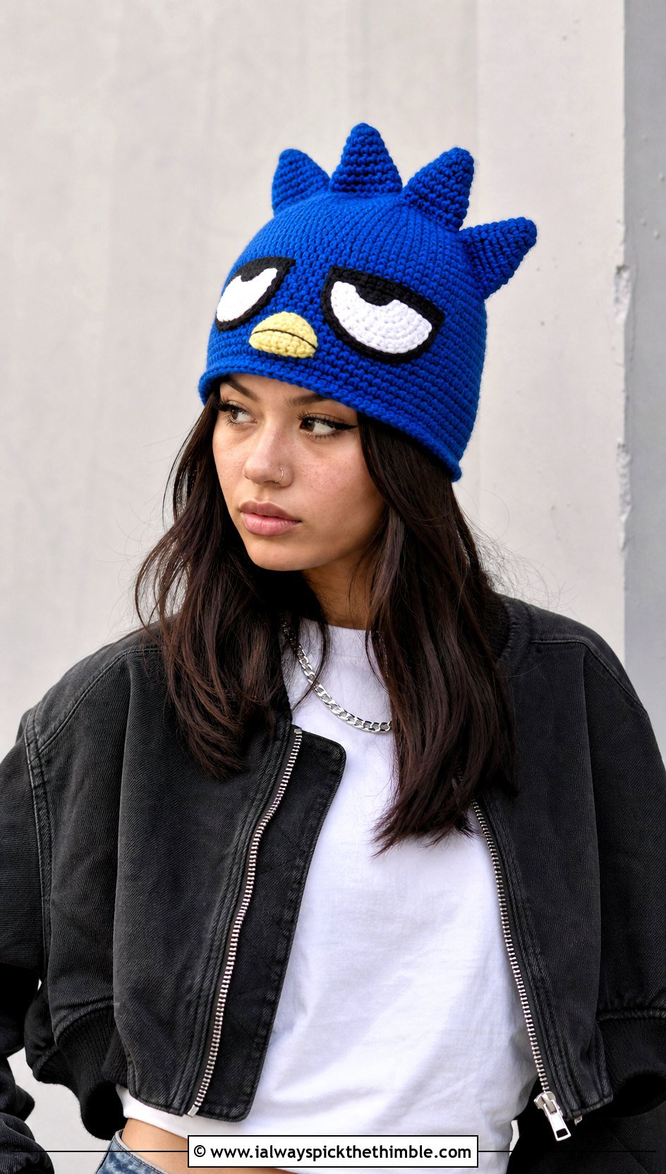 Badtz Maru Spiky Crochet Beanie With Bomber Jacket - 20 sanrio crochet beanie outfit ideas