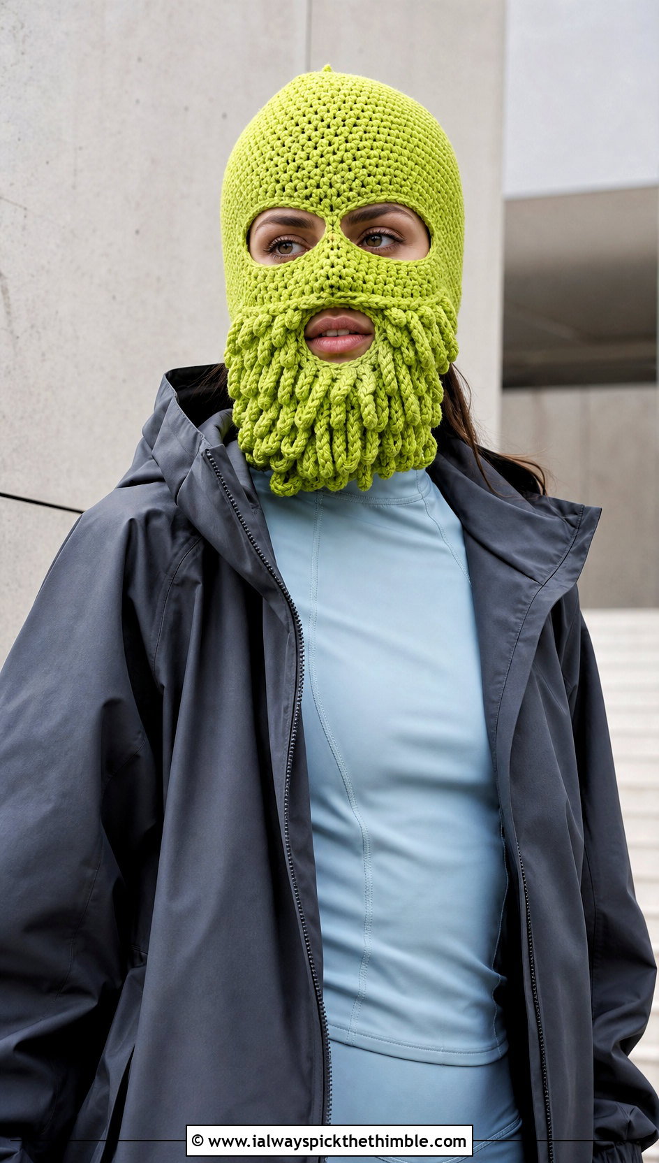 Balaclava Beard Crochet Hat With Techwear Outfit - 25 crochet beard hat outfit ideas