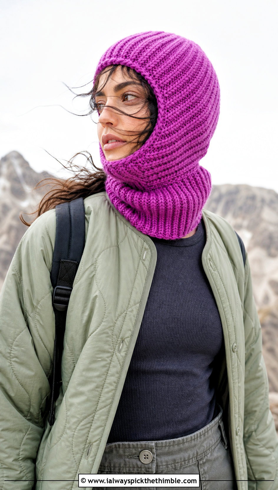 Balaclava Crochet Beanie With Quilted Jacket - 20 Doll Crochet Beanie outfit ideas