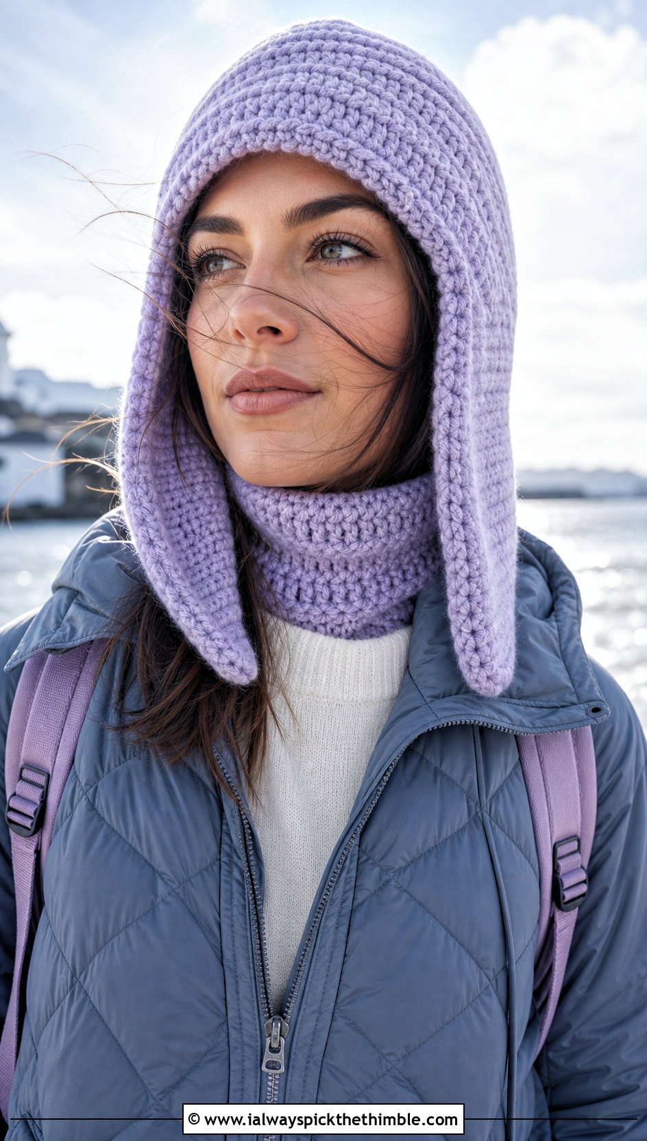 Balaclava Crochet Trapper Hat With Quilted Coat - 25 Crochet Trapper Hat outfit ideas