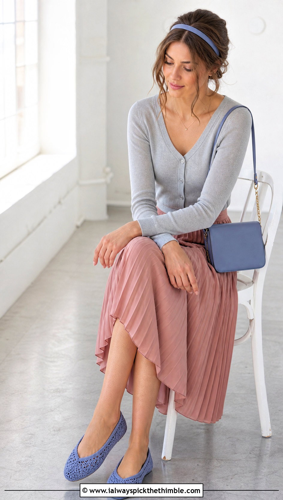 Ballet Folded Crochet Slippers With A Pleated Midi Skirt - 20 Folded Crochet Slippers outfit ideas