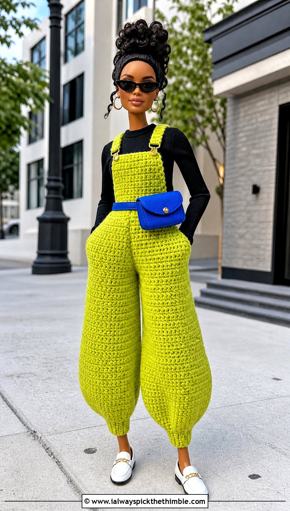 Balloon Leg Crochet Doll Overalls With Ribbed Top - 20 crochet doll overalls outfit ideas