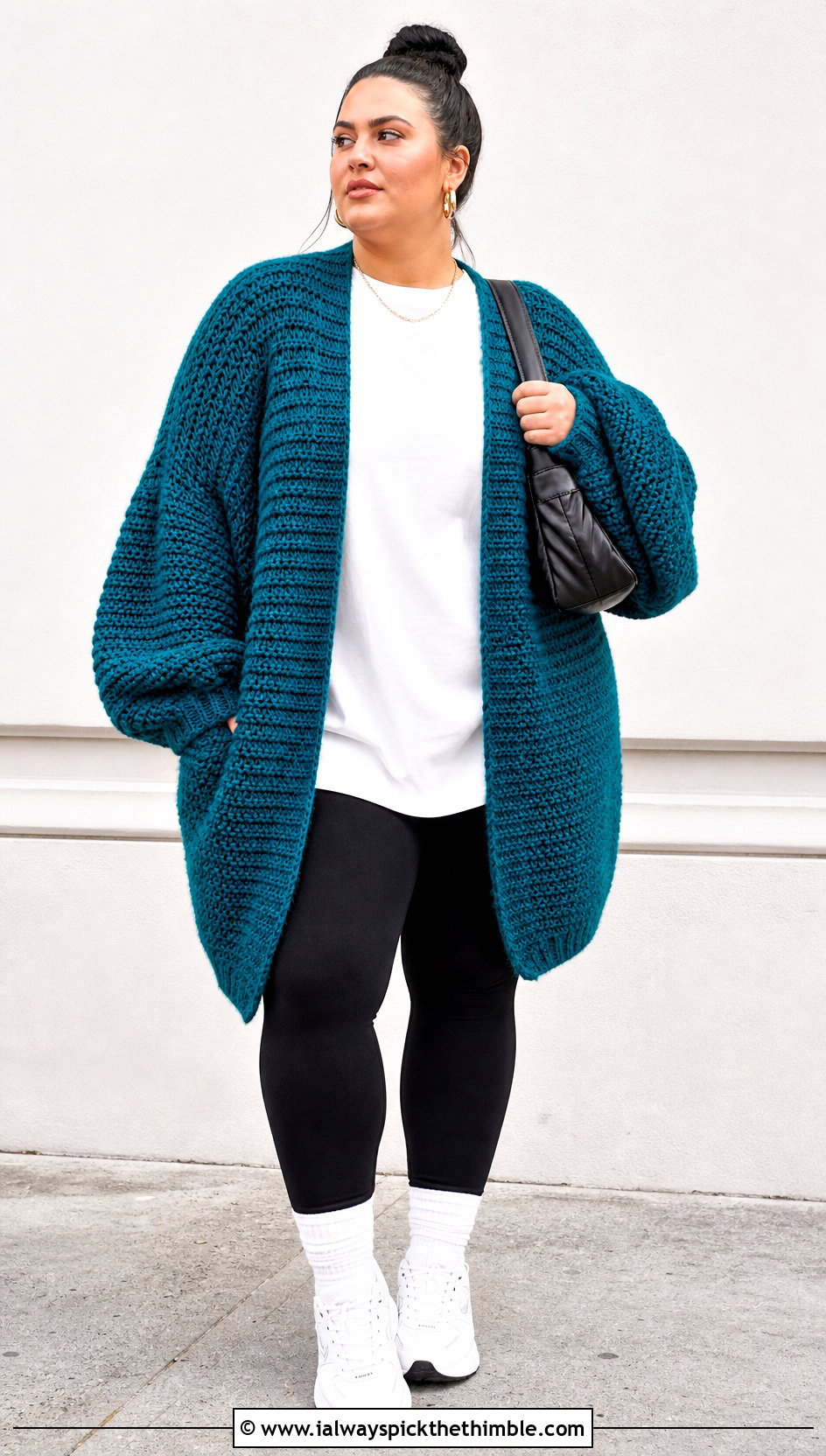 Balloon Sleeve Crochet Long Sleeve Cardigan With Leggings - 20 Crochet Long Sleeve Cardigan outfit ideas