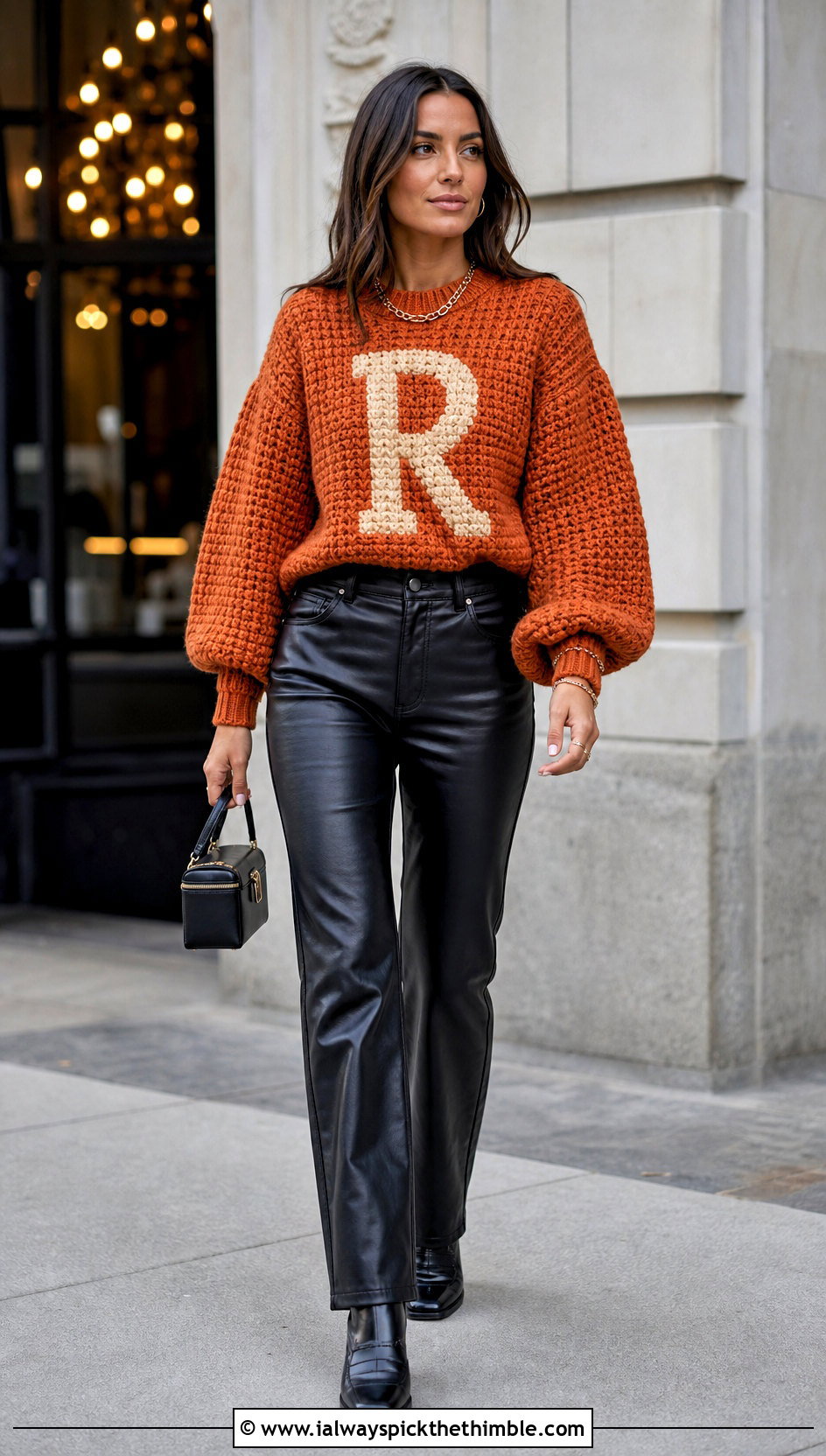 Balloon Sleeve Crochet Ron Weasley Sweater With Leather Pants - 20 Crochet Ron Weasley Sweater outfit ideas