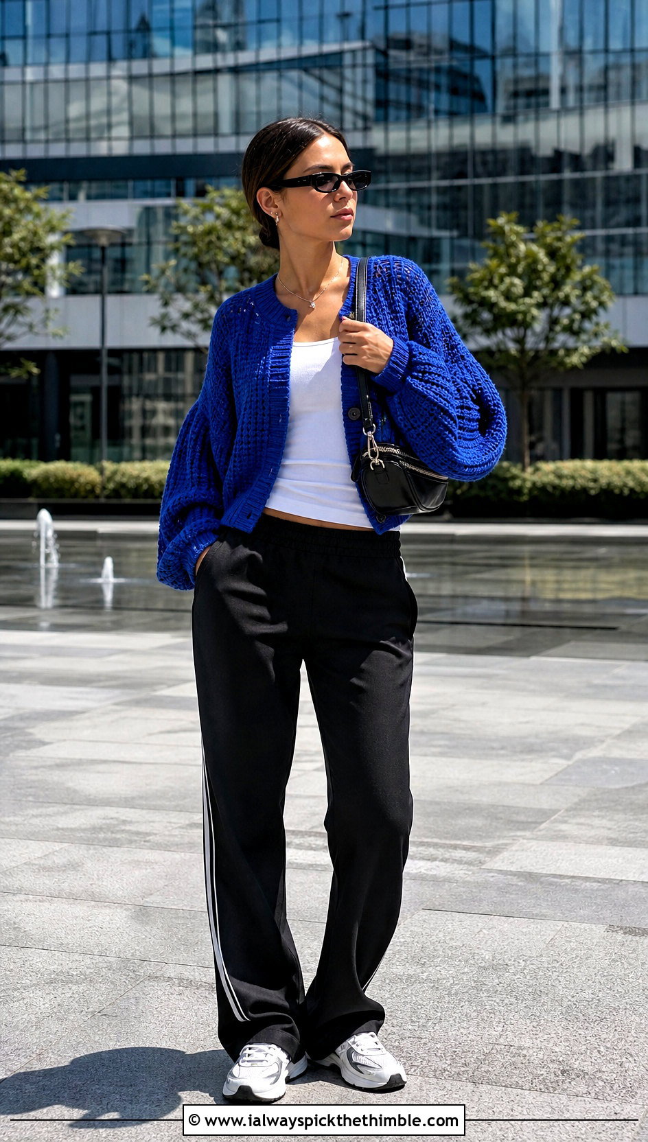Balloon Sleeve Miu Miu Crochet Cardigan With Track Pants - 20 Miu Miu Crochet Cardigan outfit ideas