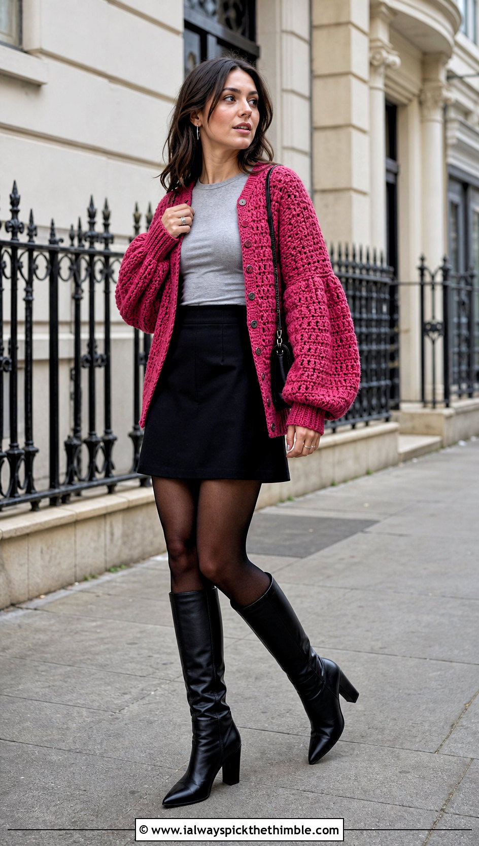 Balloon Sleeve One Piece Crochet Cardigan With Mini Skirt - 25 one piece crochet cardigan outfit ideas