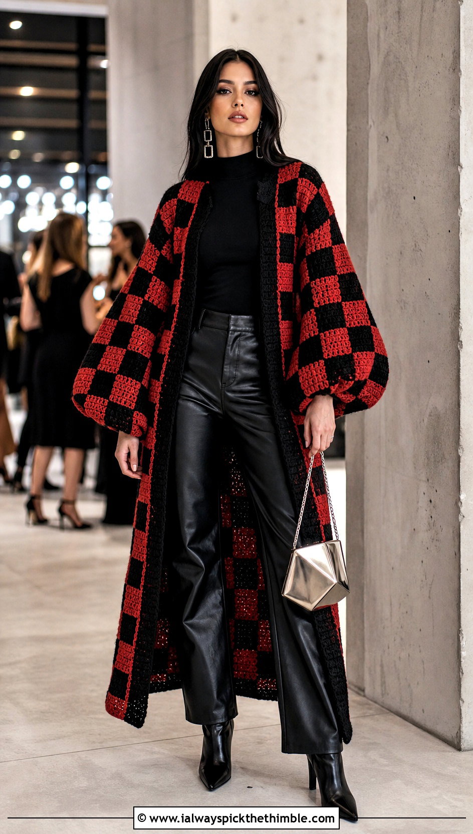 Balloon Sleeve Tanjiro Crochet Kimono With Leather Pants - 20 tanjiro crochet kimono outfit ideas