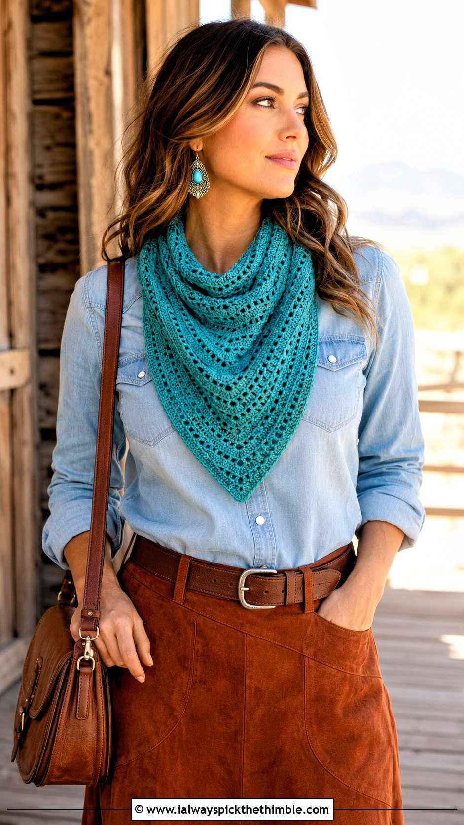 Bandana 1 Skein Crochet Cowl With Western Shirt - 15 1 Skein Crochet Cowl outfit ideas