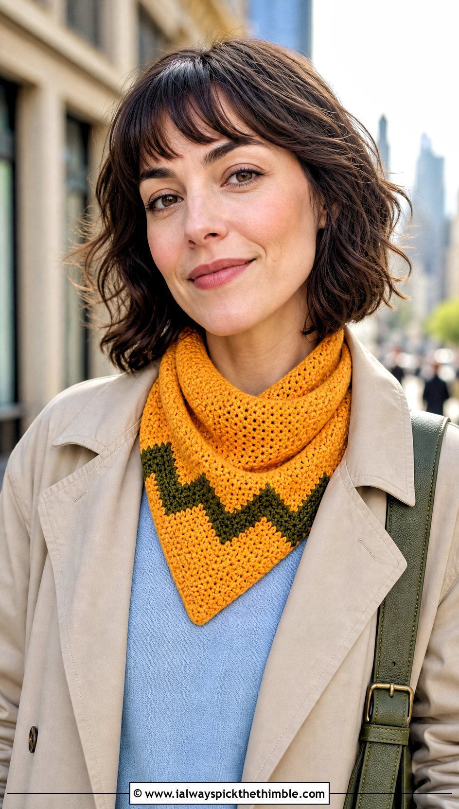 Bandana Charlie Brown Scarf With Trench Coat - 15 Crochet Charlie Brown Scarf outfit ideas