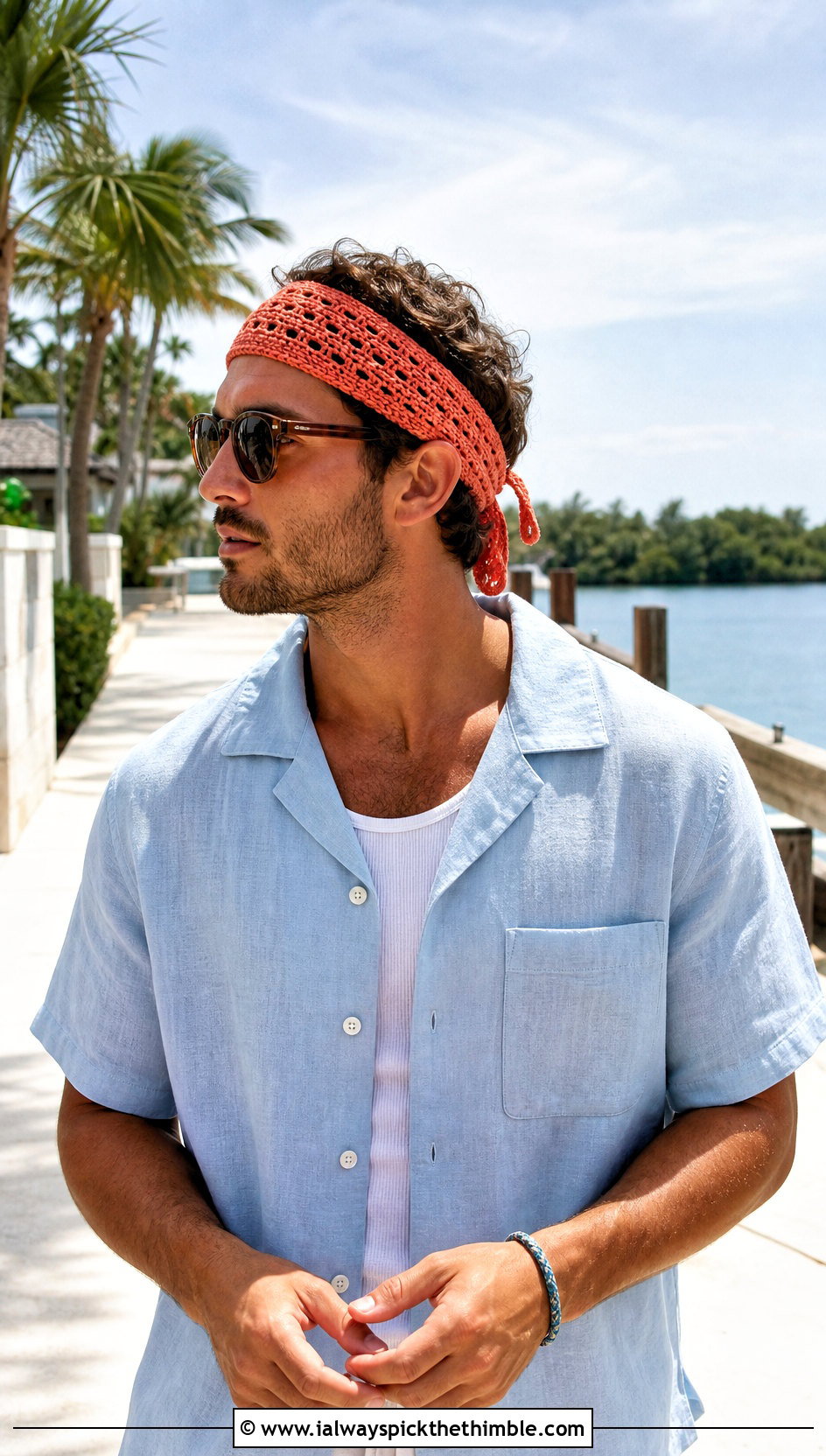 Bandana Crochet Headband With Resort Outfit - 15 Crochet Headband For Men outfit ideas