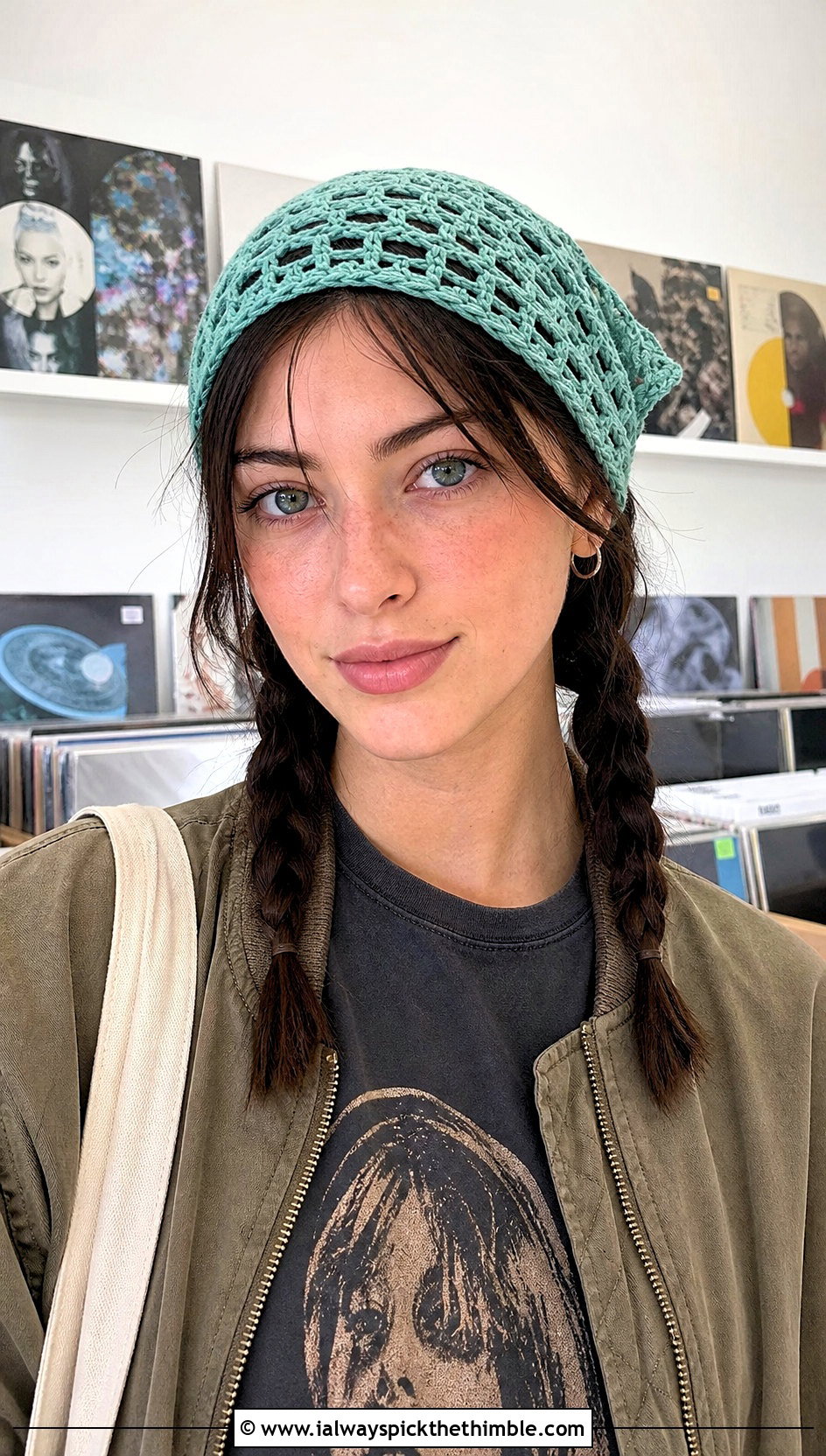 Bandana Crochet Hippie Headband With Graphic Tee - 20 crochet hippie headband outfit ideas