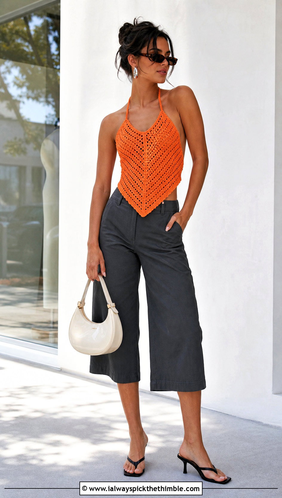 Bandana Crochet Top With Capri Pants - 20 Y2K Crochet Top outfit ideas