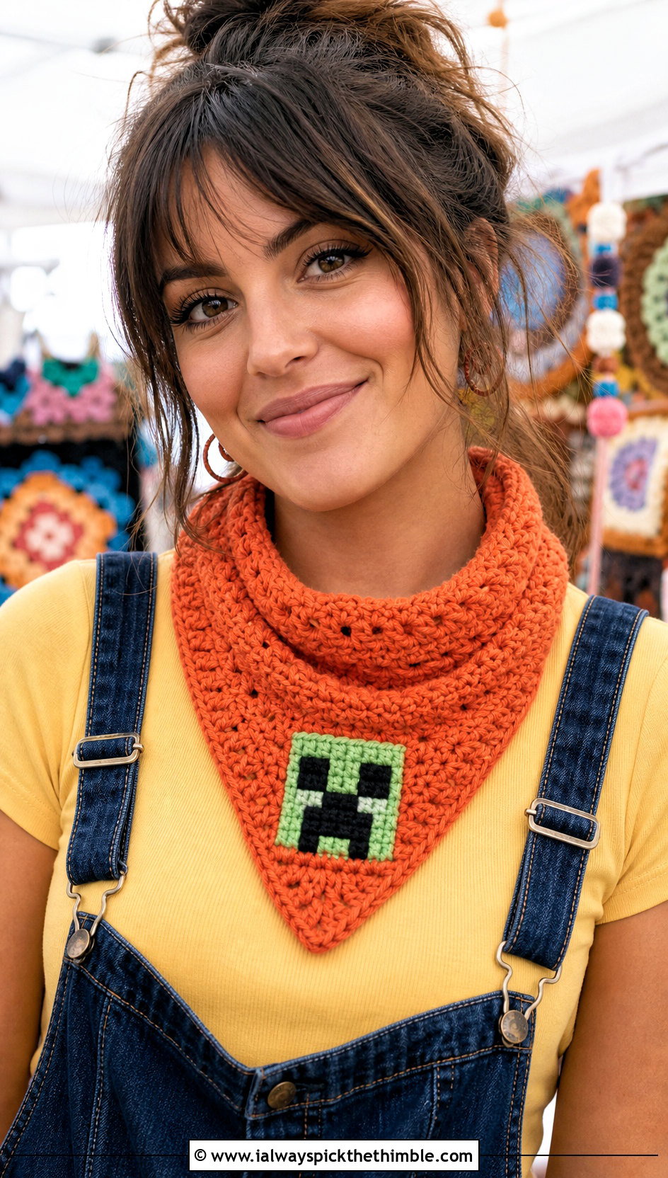 Bandana Minecraft Creeper Crochet Scarf With Overalls - 15 minecraft creeper crochet scarf outfit ideas