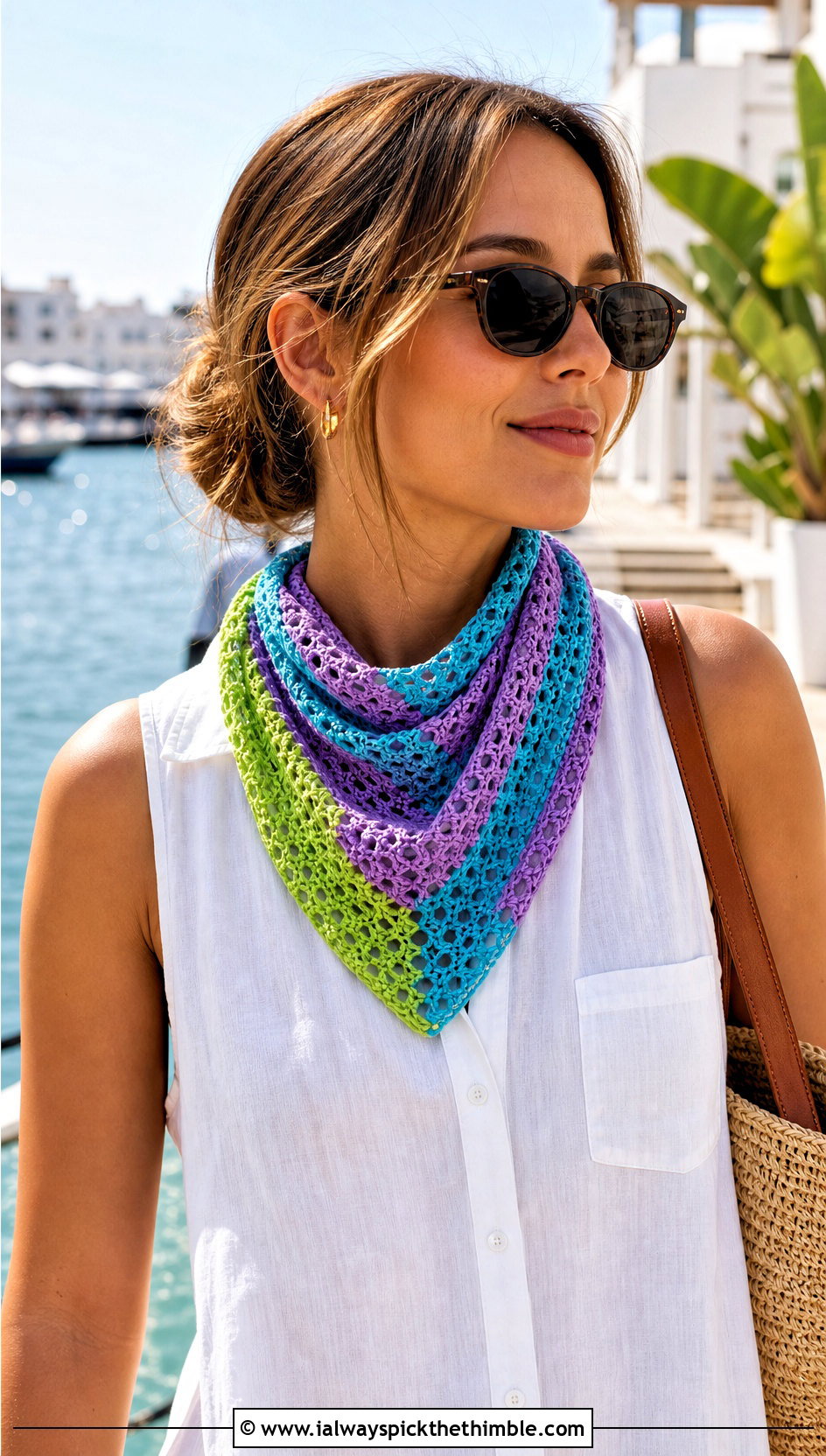 Bandana Variegated Crochet Scarf With Vacation Outfit - 20 Variegated Yarn Crochet Scarf outfit ideas