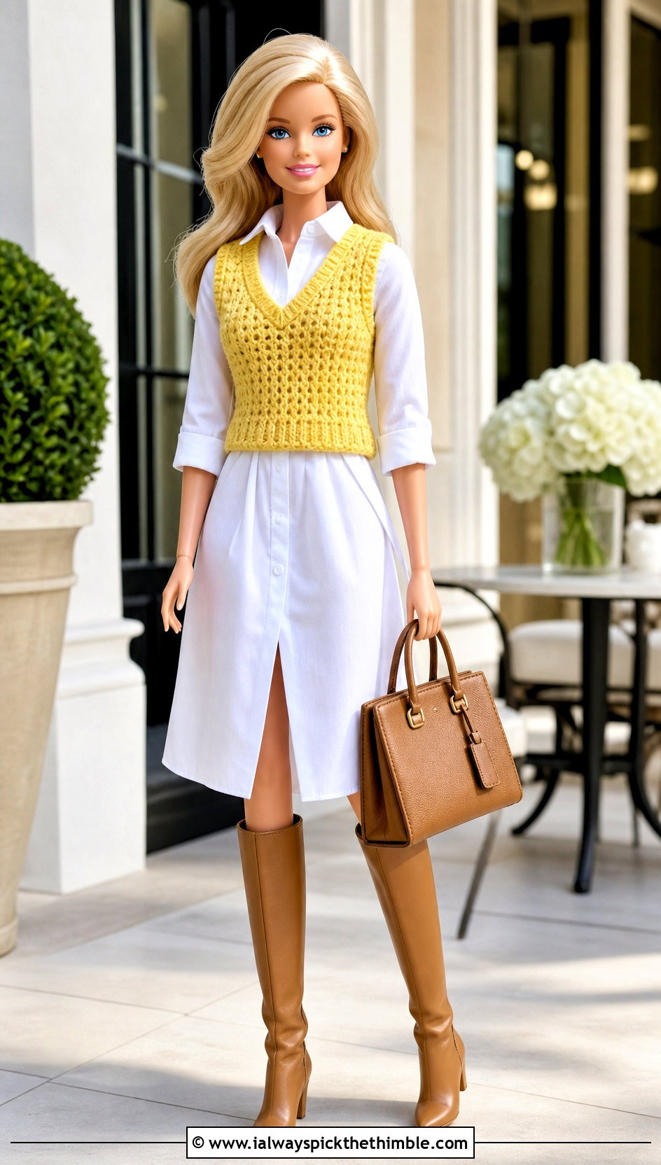 Barbie Crochet Sweater Vest With Shirt Dress - 15 barbie crocheted clothes and outfit ideas