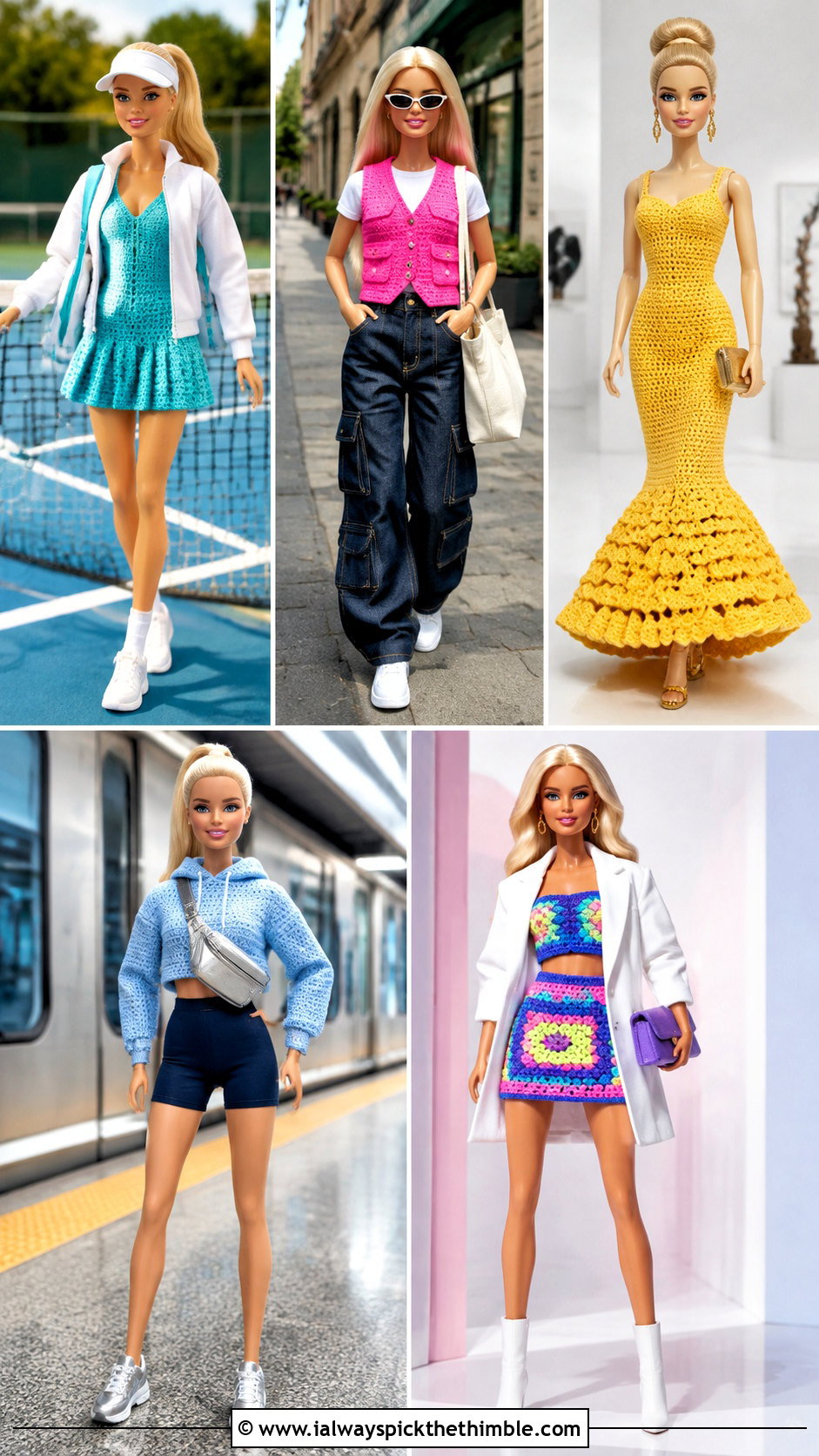 Barbie Crochet Tennis Dress With Sporty Jacket - 15 barbie crocheted clothes and outfit ideas