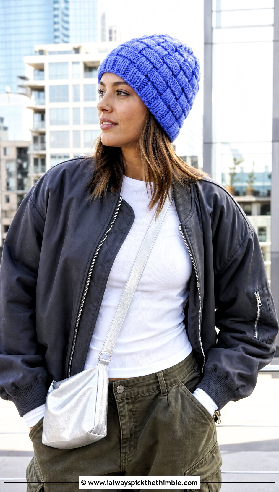 Basket Cable Crochet Beanie With Cargo Pants - 20 Cable Knit Crochet Hat outfit ideas